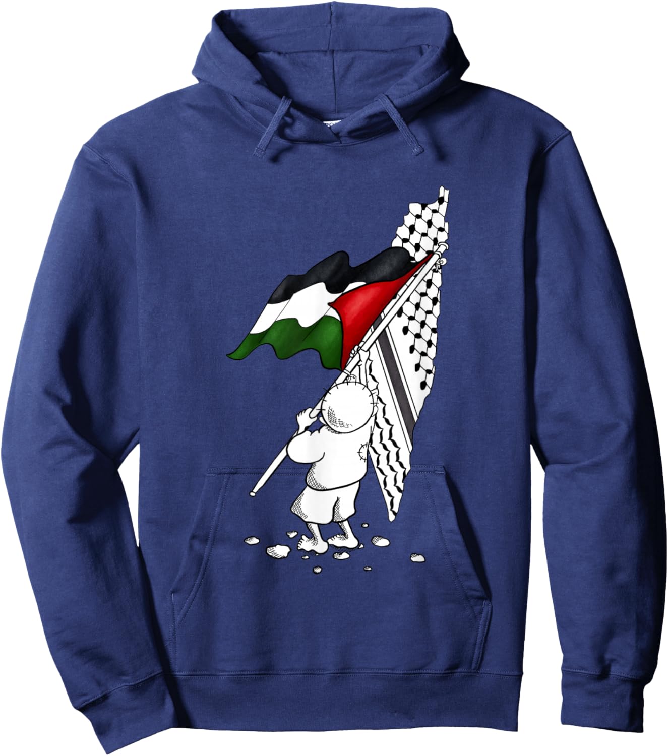 Palestine Free in Arabic Gaza Flag Hoodie - Hoodie | Navy