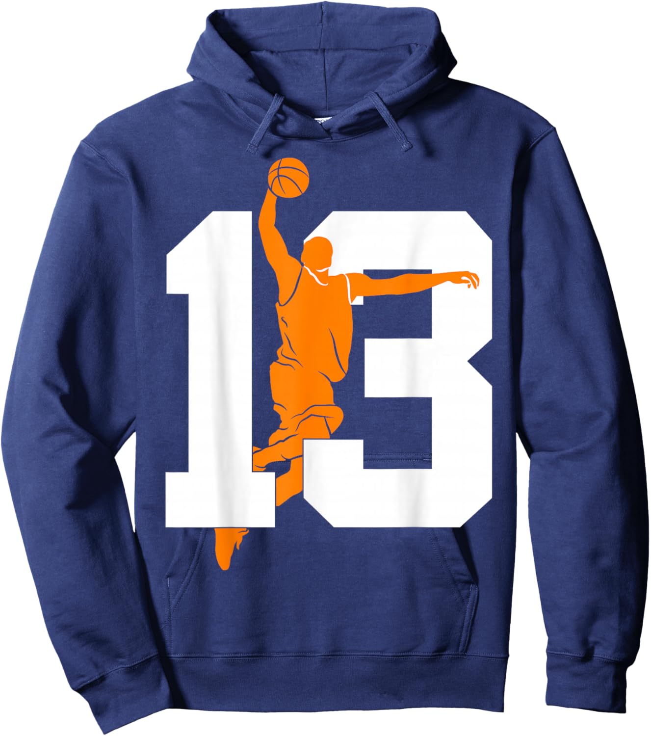Number 13 Years Basketball 13th Birthday Hoodie - Hoodie | Navy