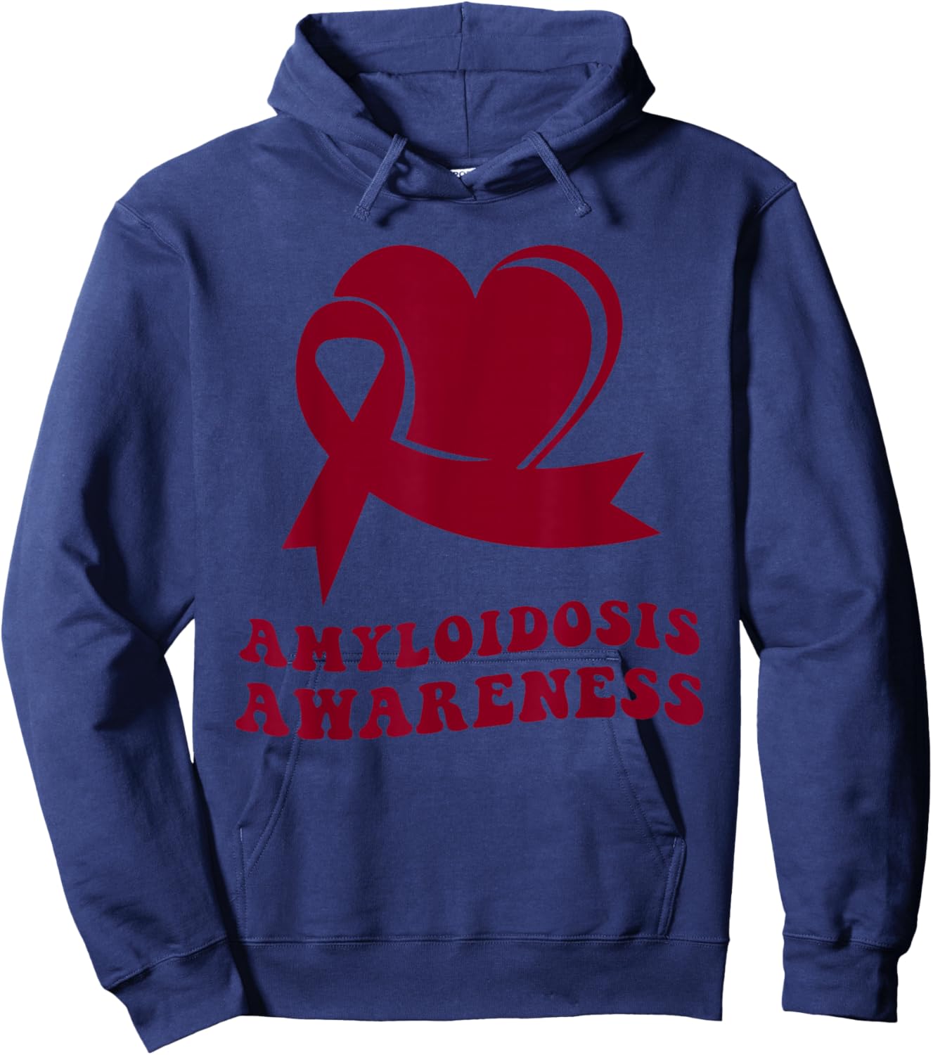 Amyloidosis Awareness Burgundy Ribbon Hoodie - Hoodie | Navy