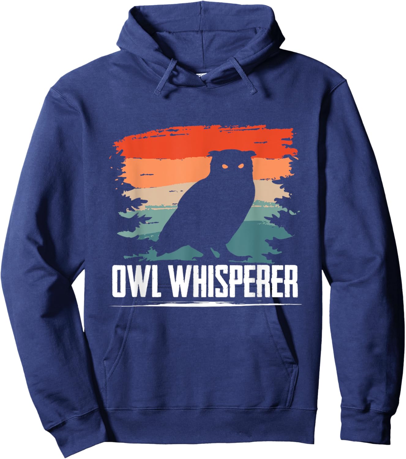 Owl Whisperer Retro Ornithologist Silhouette Hoodie - Hoodie | Navy