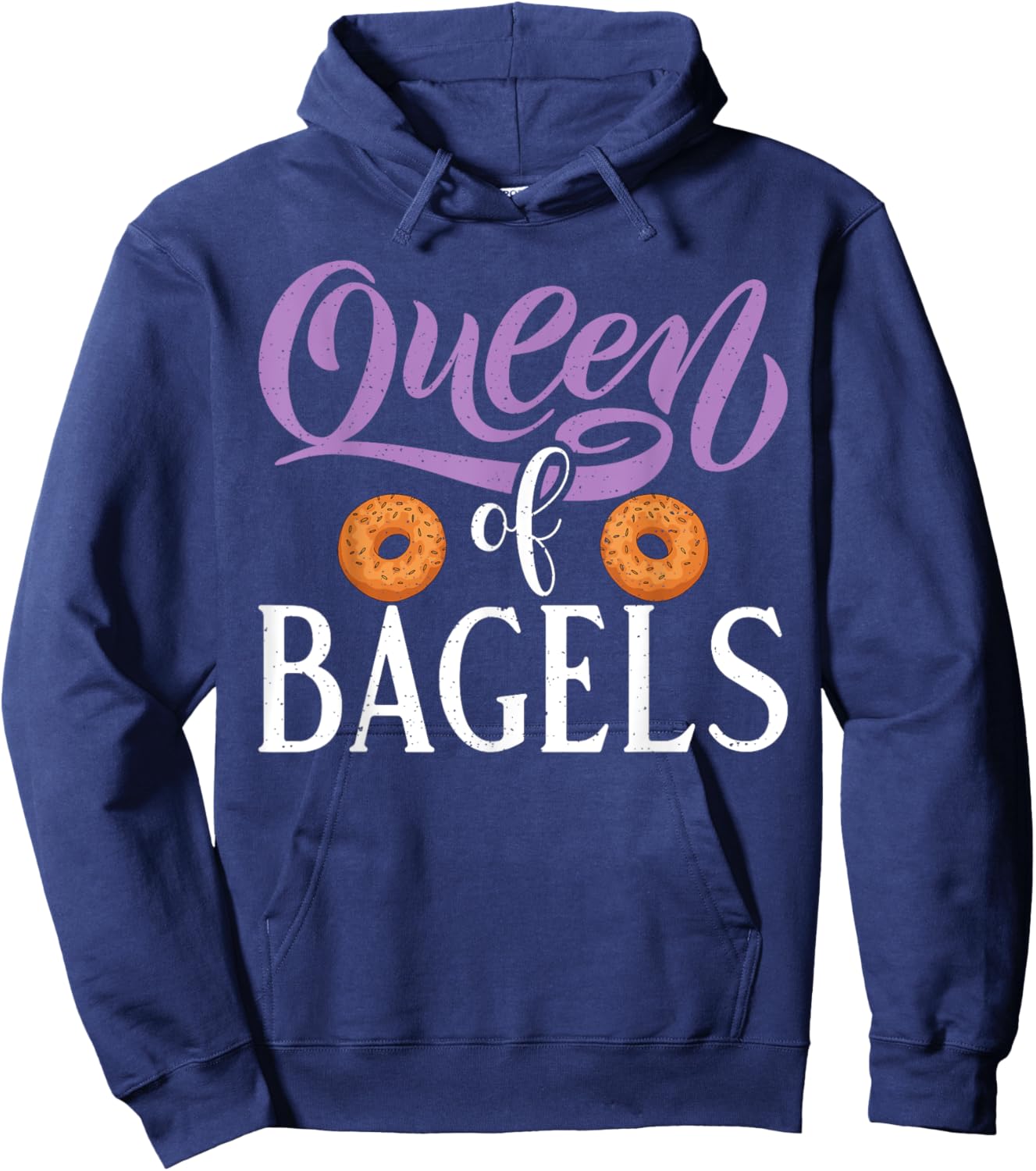 Queen of Bagels funny Bagel Hoodie - Hoodie | Navy