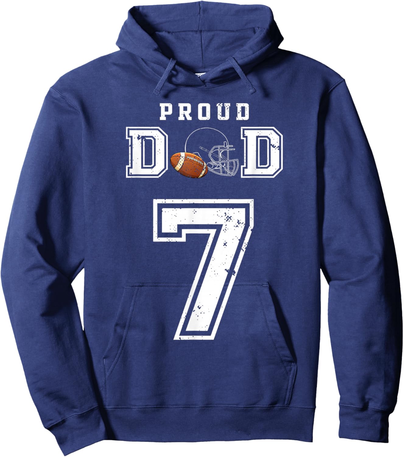 Custom Proud Football Dad Number 7 Personalized Hoodie - Hoodie | Navy