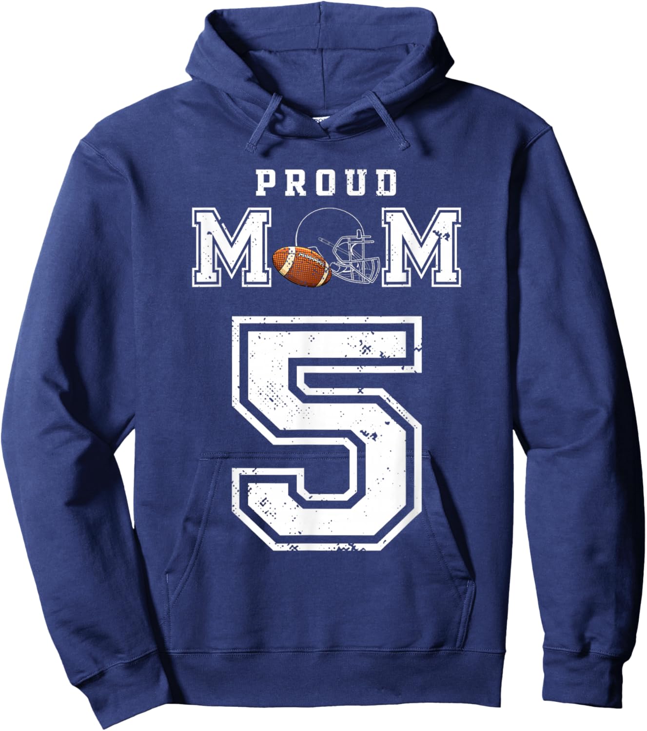Custom Proud Football Mom Number 5 Personalized Hoodie - Hoodie | Navy