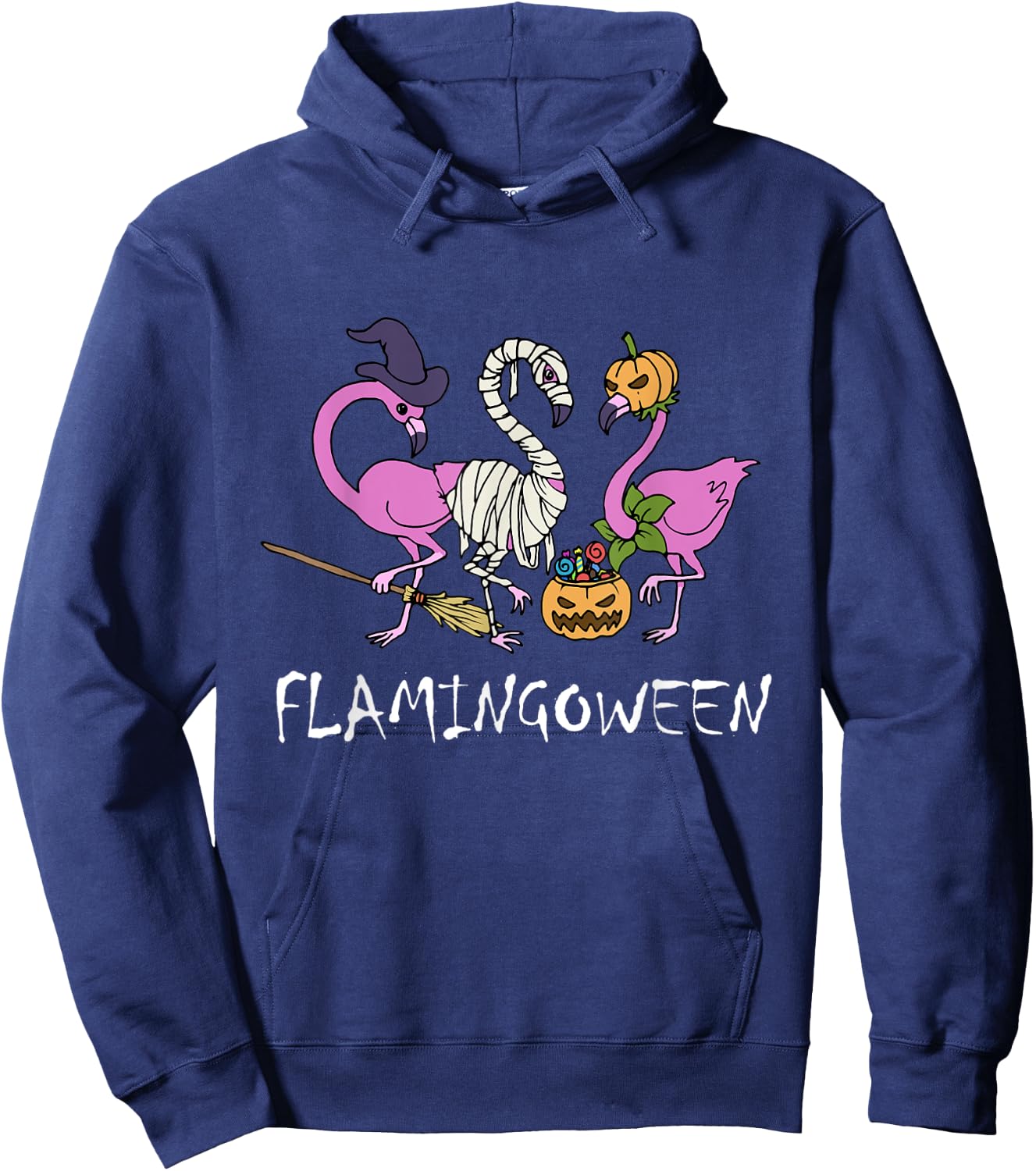 Flamingoween Halloween Funny Flamingo Hoodie - Hoodie | Navy