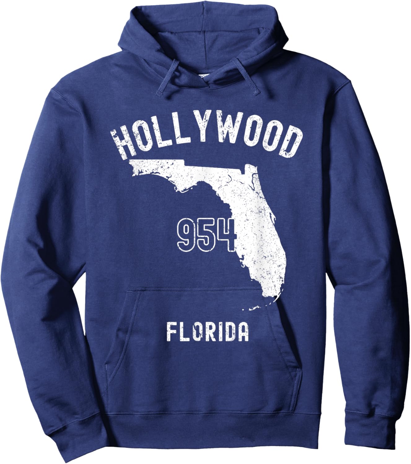 Hollywood Florida FL 954 Vintage Athletic Style Hoodie - Hoodie | Navy
