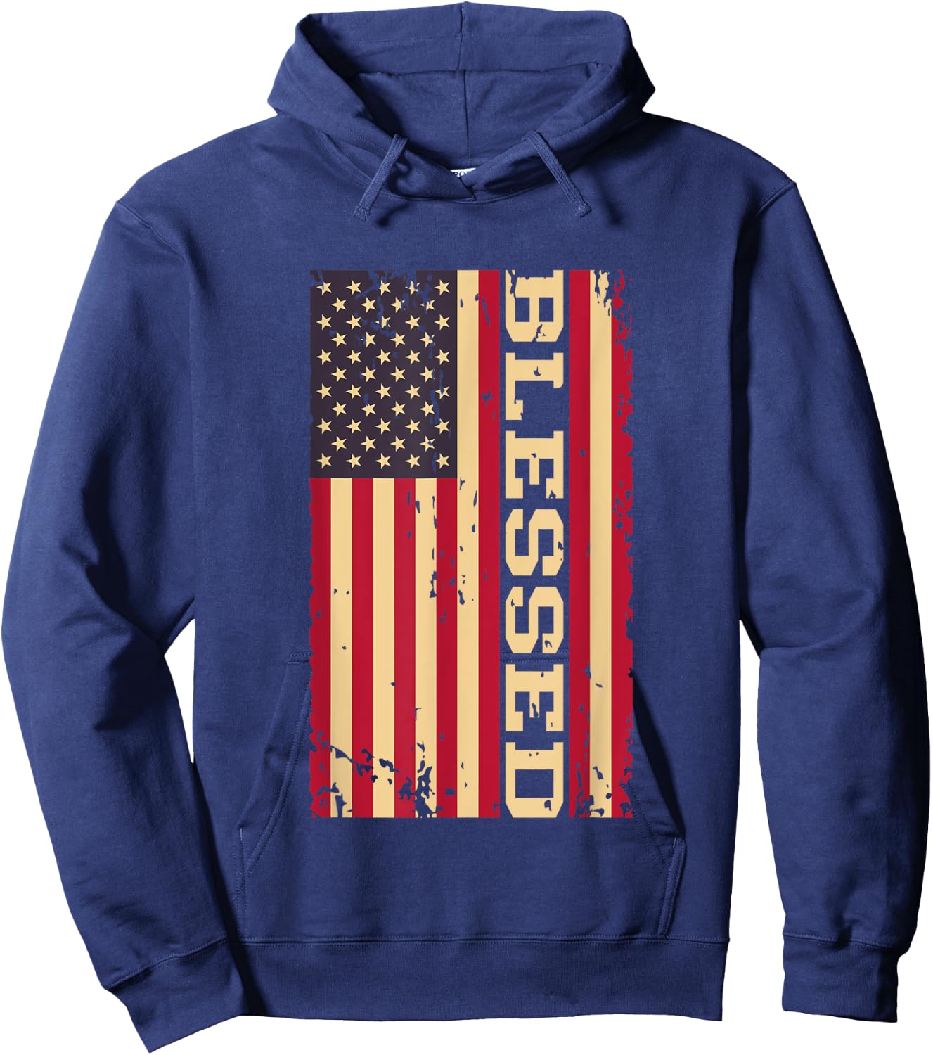 Blessed Christian Religious USA American Flag Hoodie - Hoodie | Navy