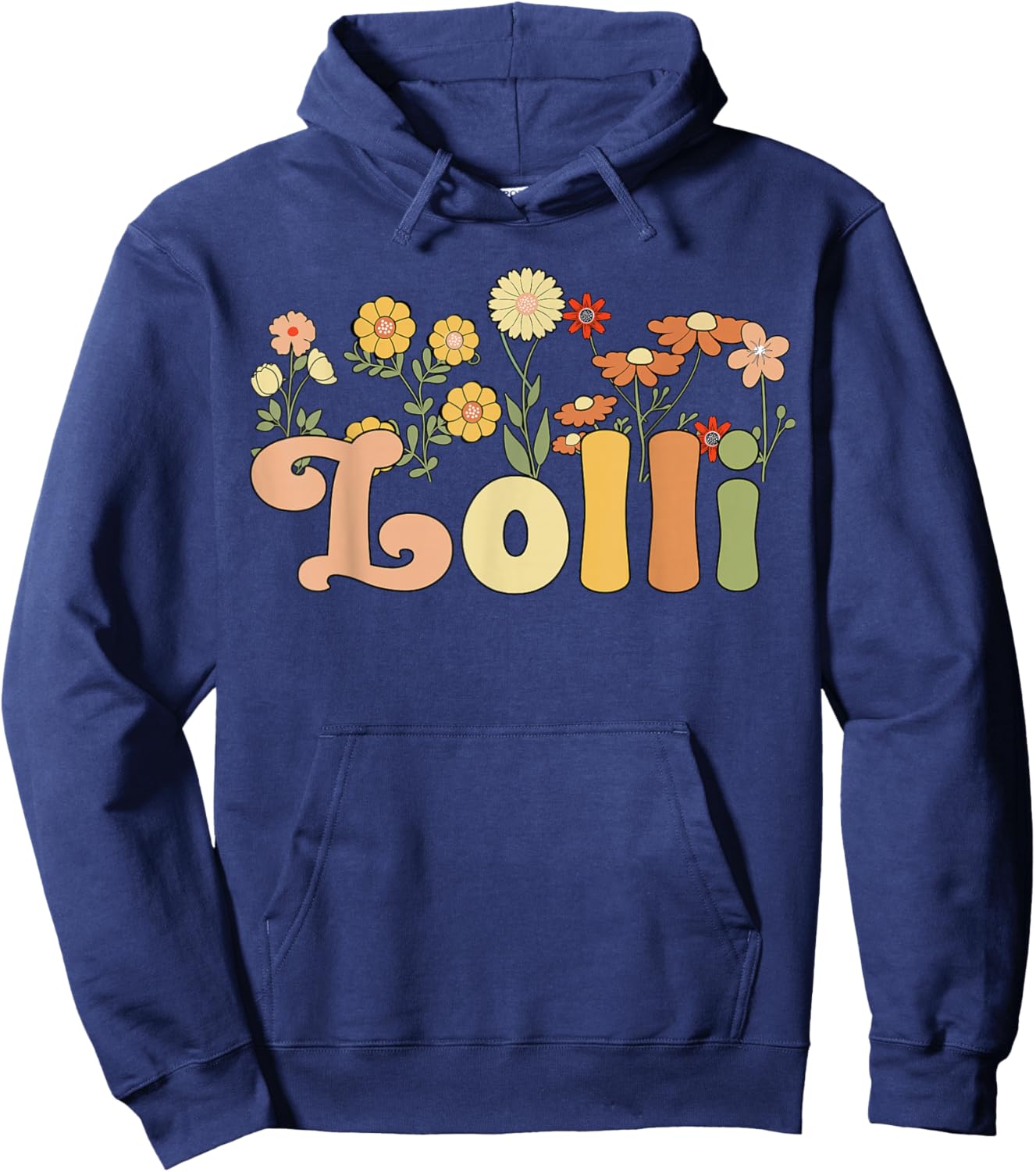 Groovy Lolli Grandmother Flowers Lolli Grandma Hoodie - Hoodie | Navy