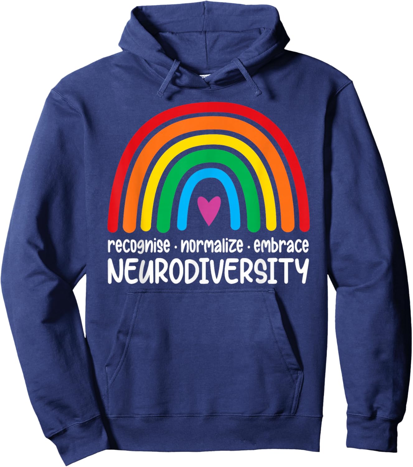 Embrace Neurodiversity Rainbow Autism Awareness Hoodie - Hoodie | Navy