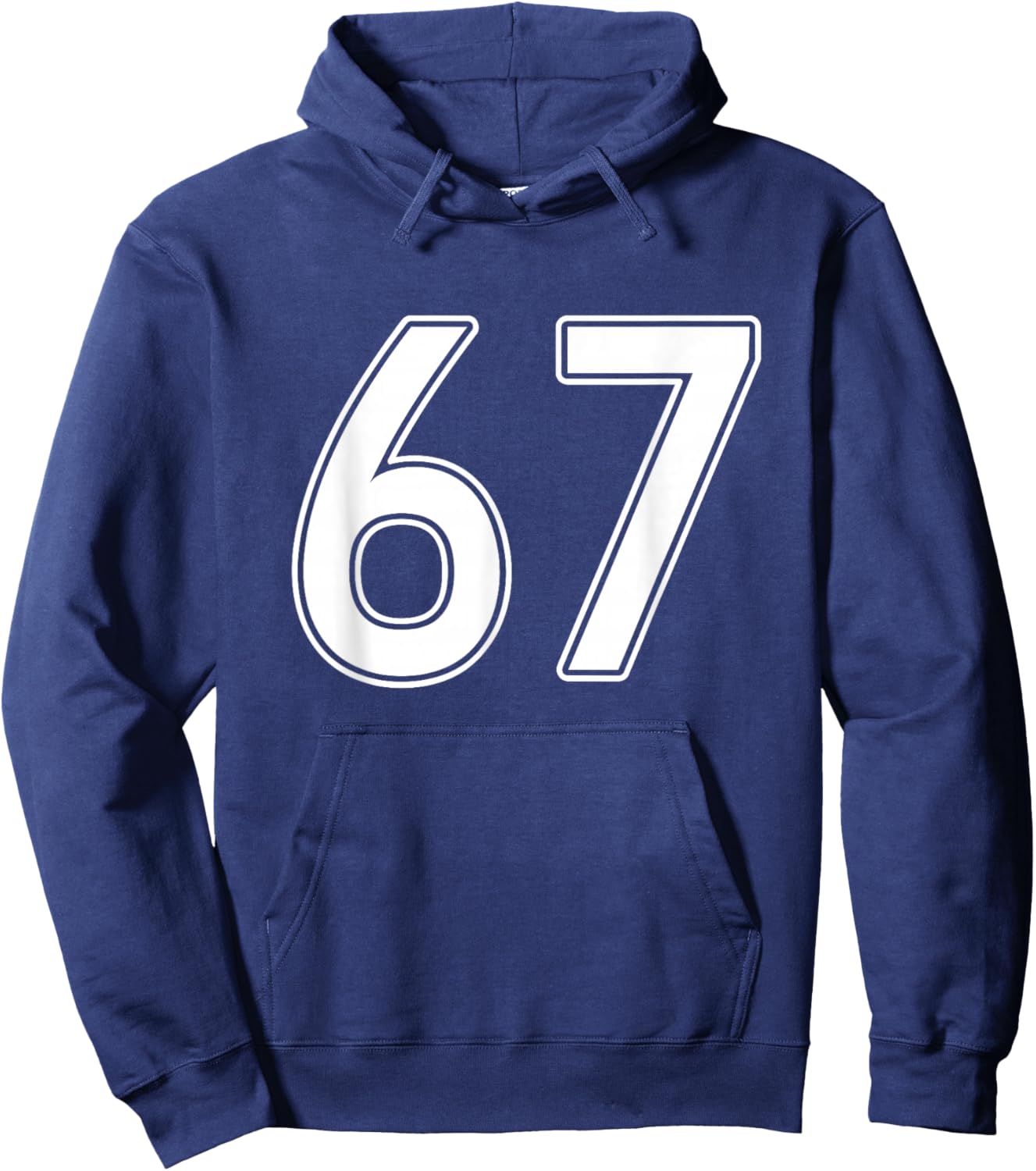 Number #67 White Sports Team Hoodie - Hoodie | Navy