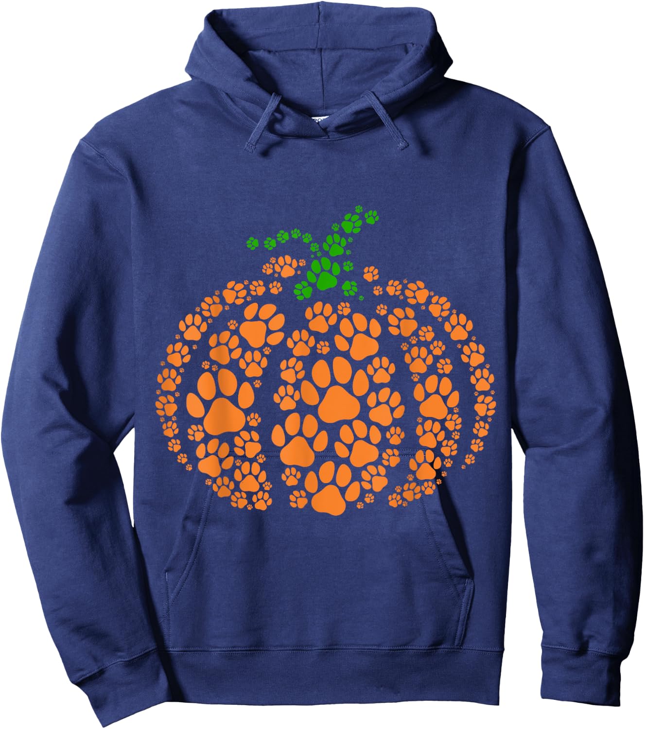 Paw Print Pumpkin Halloween Dog Cat Lover Hoodie - Hoodie | Navy
