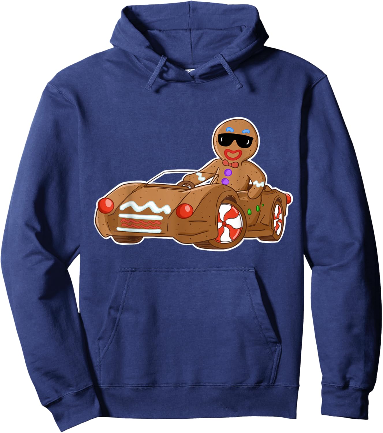 Cool Gingerbread Man riding car Hoodie - Hoodie | Navy
