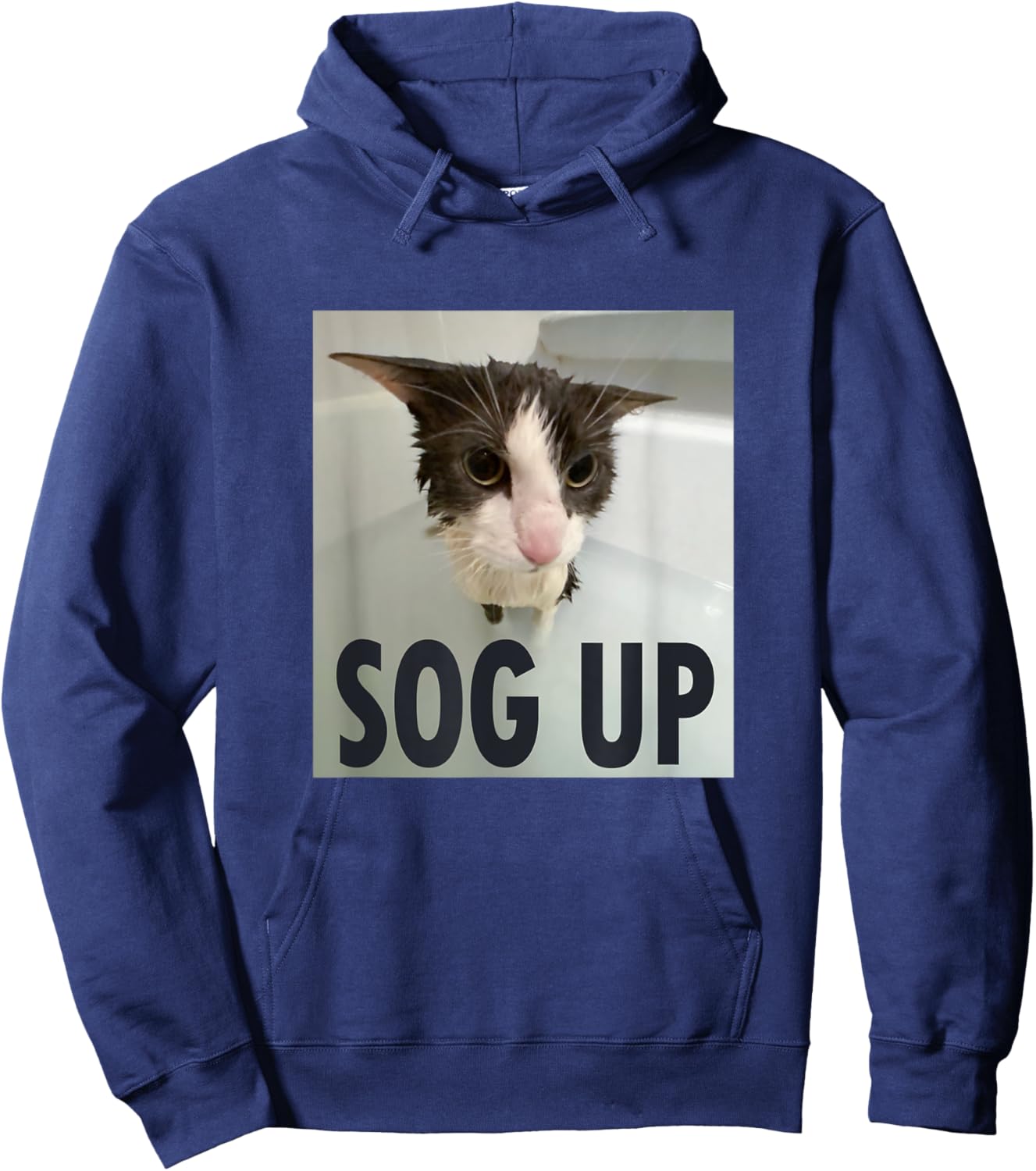 Silly Soggy Cat Meme Sog Up Women Girls Kids Hoodie - Hoodie | Navy