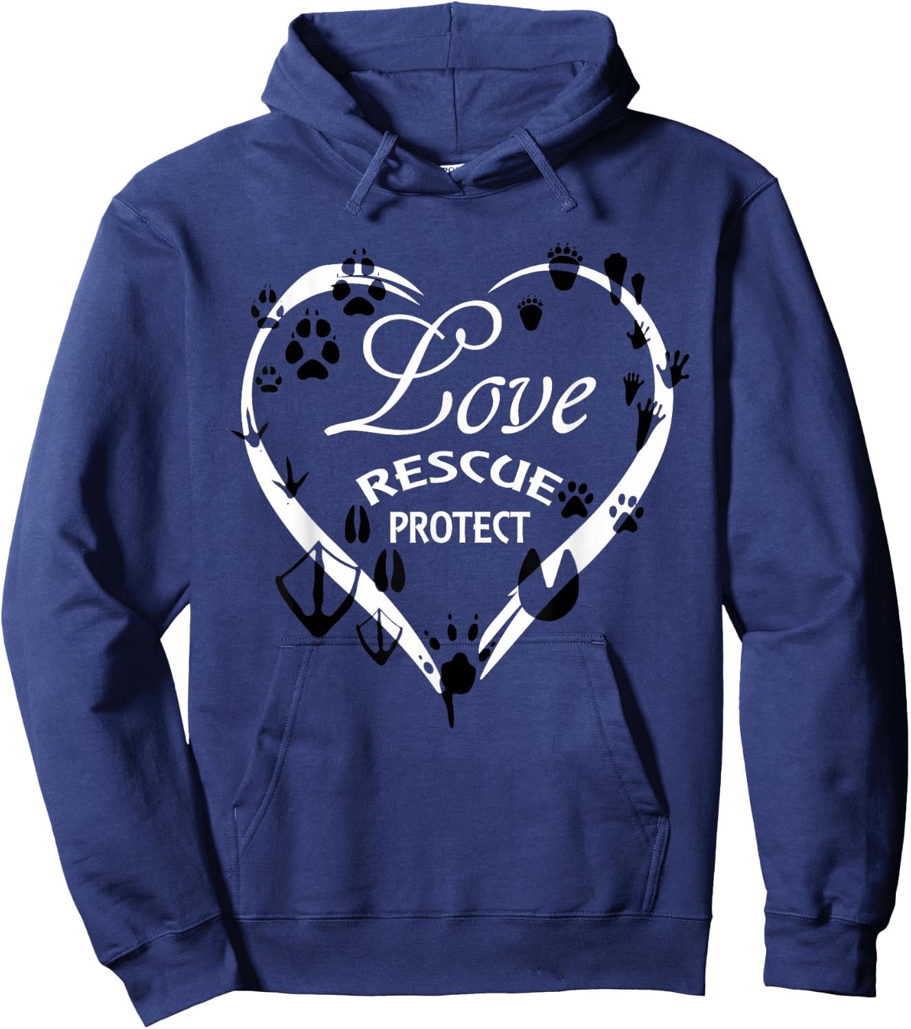 LOVE Rescue Protect Wildlife Save Animals Hoodie - Hoodie | Navy