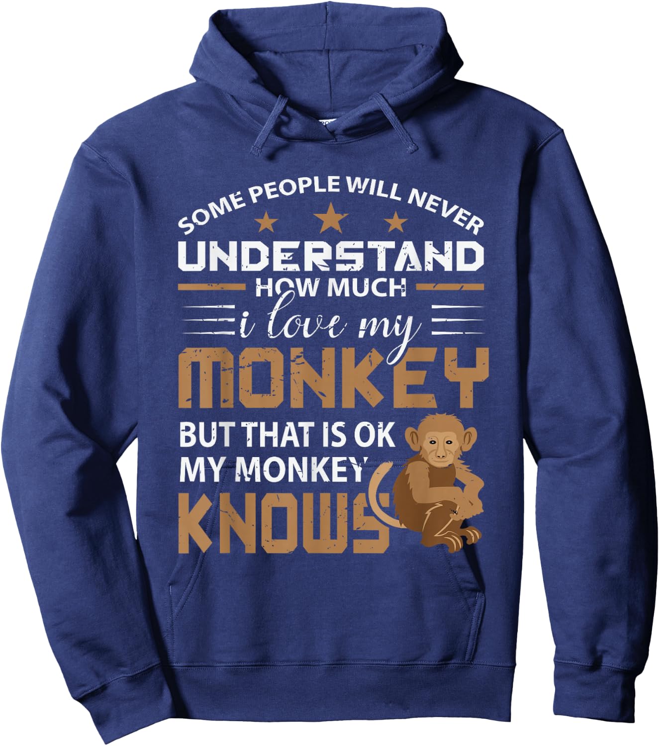 I Love My Monkey Animal Monkey Gift Hoodie - Hoodie | Navy