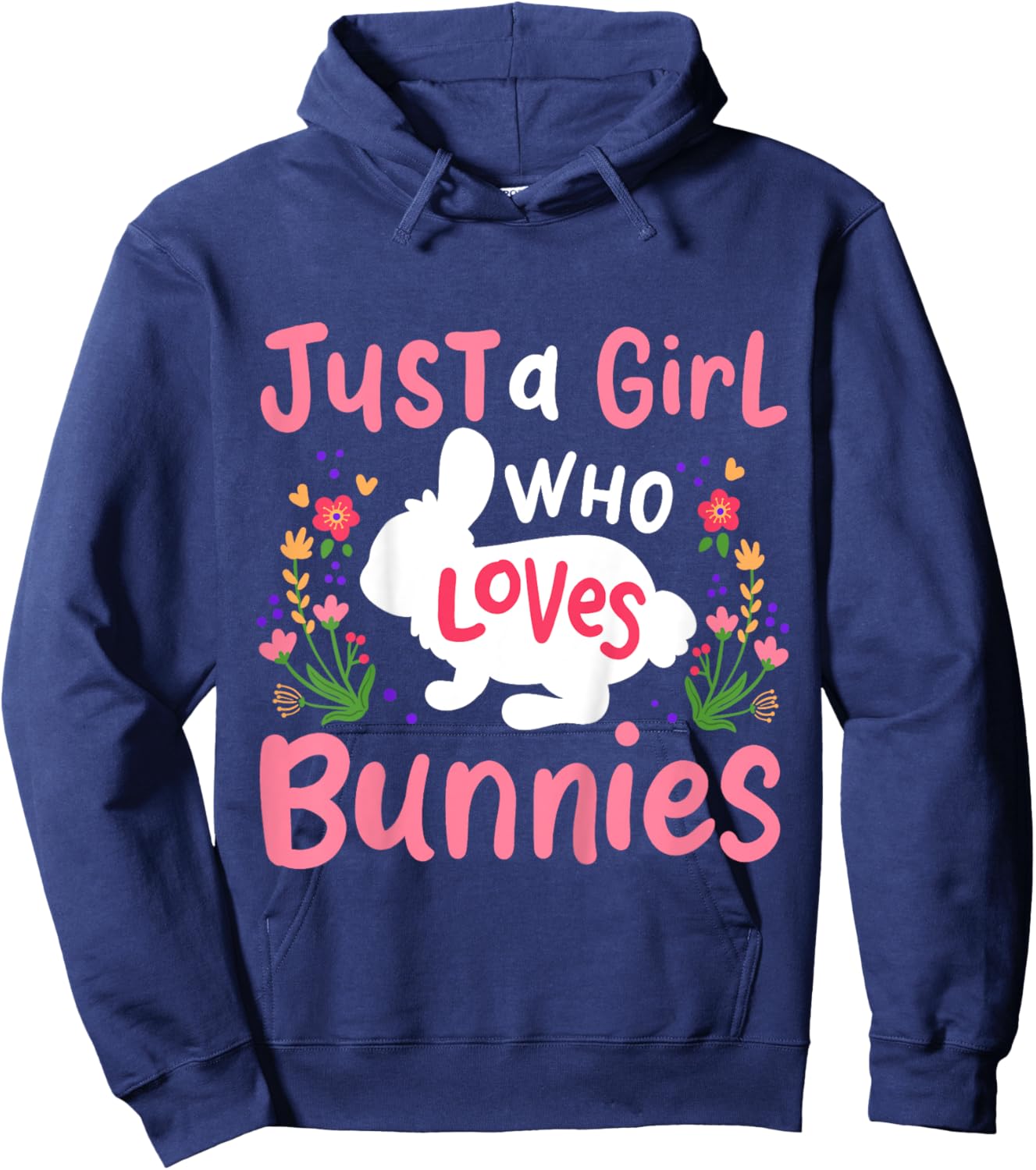 Kids Bunny Rabbit Just A Girl Who Loves Bunnies Hoodie - Hoodie | Navy