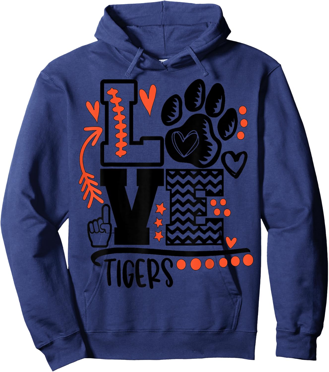 Football tigers paw mom school spirit Hoodie - Hoodie | Navy