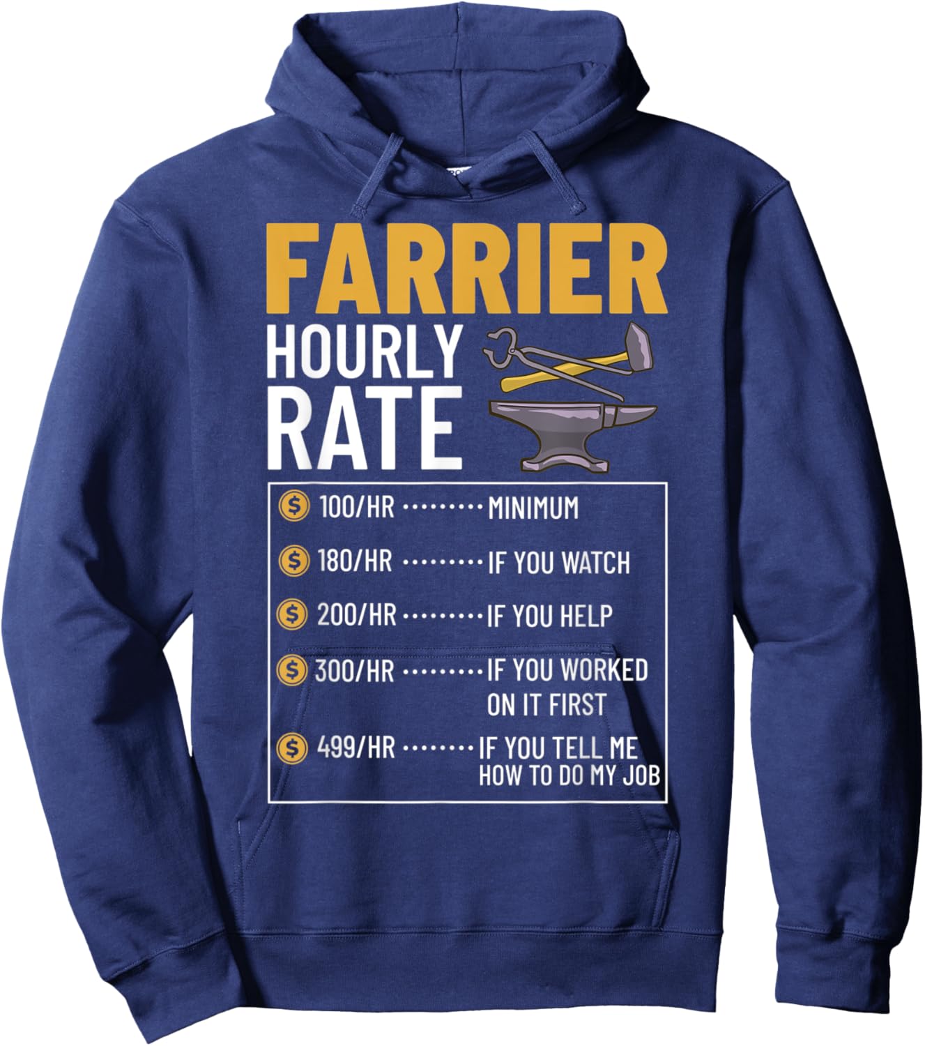 Farrier Horseshoe Hoof Tools Hammer Trimming Hoodie - Hoodie | Navy
