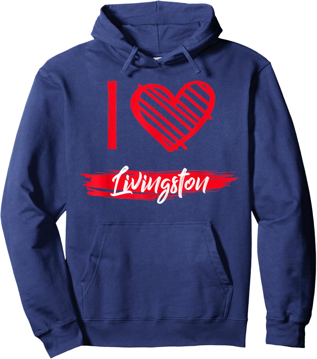 I Love LIVINGSTON County I Heart LIVINGSTON Hoodie - Hoodie | Navy