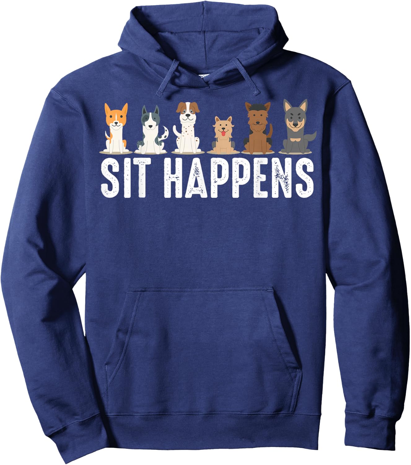 Cute Animal Whisperer Puppies Humor Quote Designs | Funny Sit Happens | Cool Sitting Dogs -Adults, Kids - Black, Short Sleeve, Classic Fit, , Pull On Hoodie - Hoodie | Navy