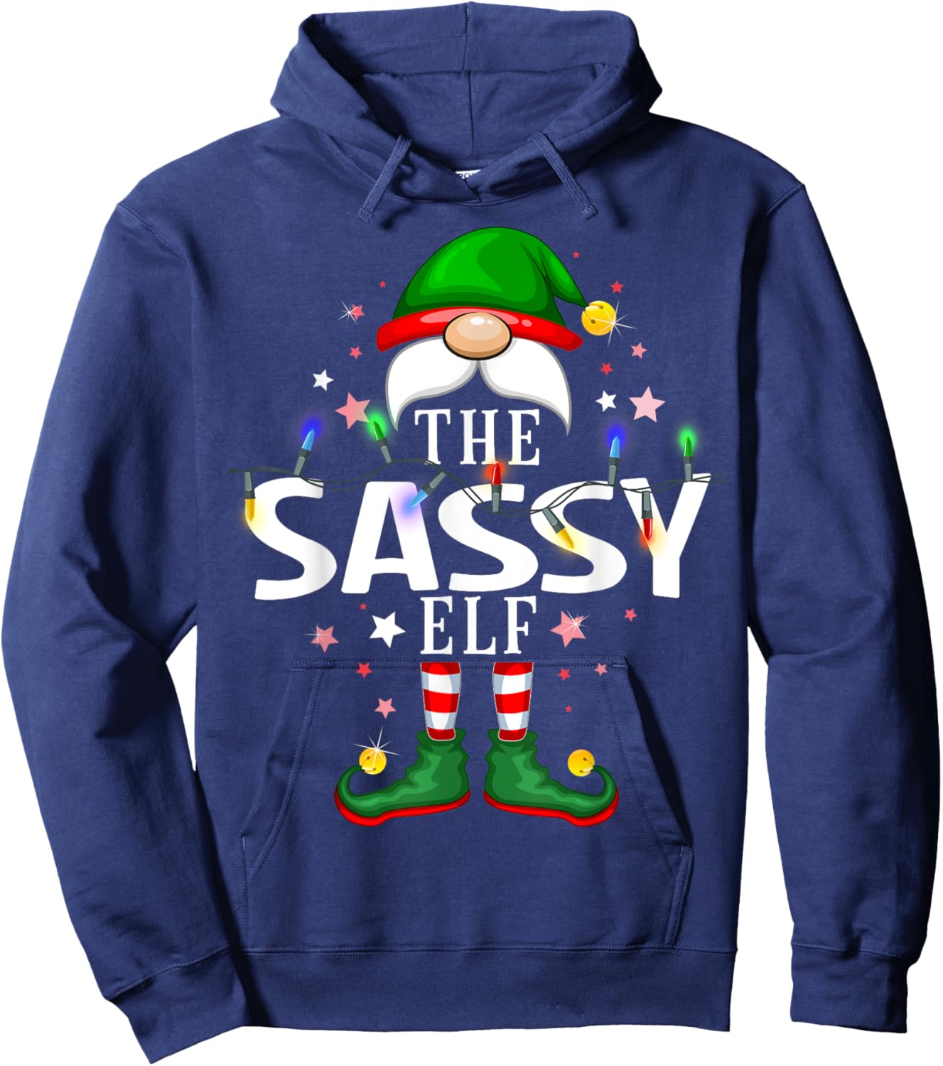 The Sassy Elf Christmas Family Pajama Party Hoodie - Hoodie | Navy