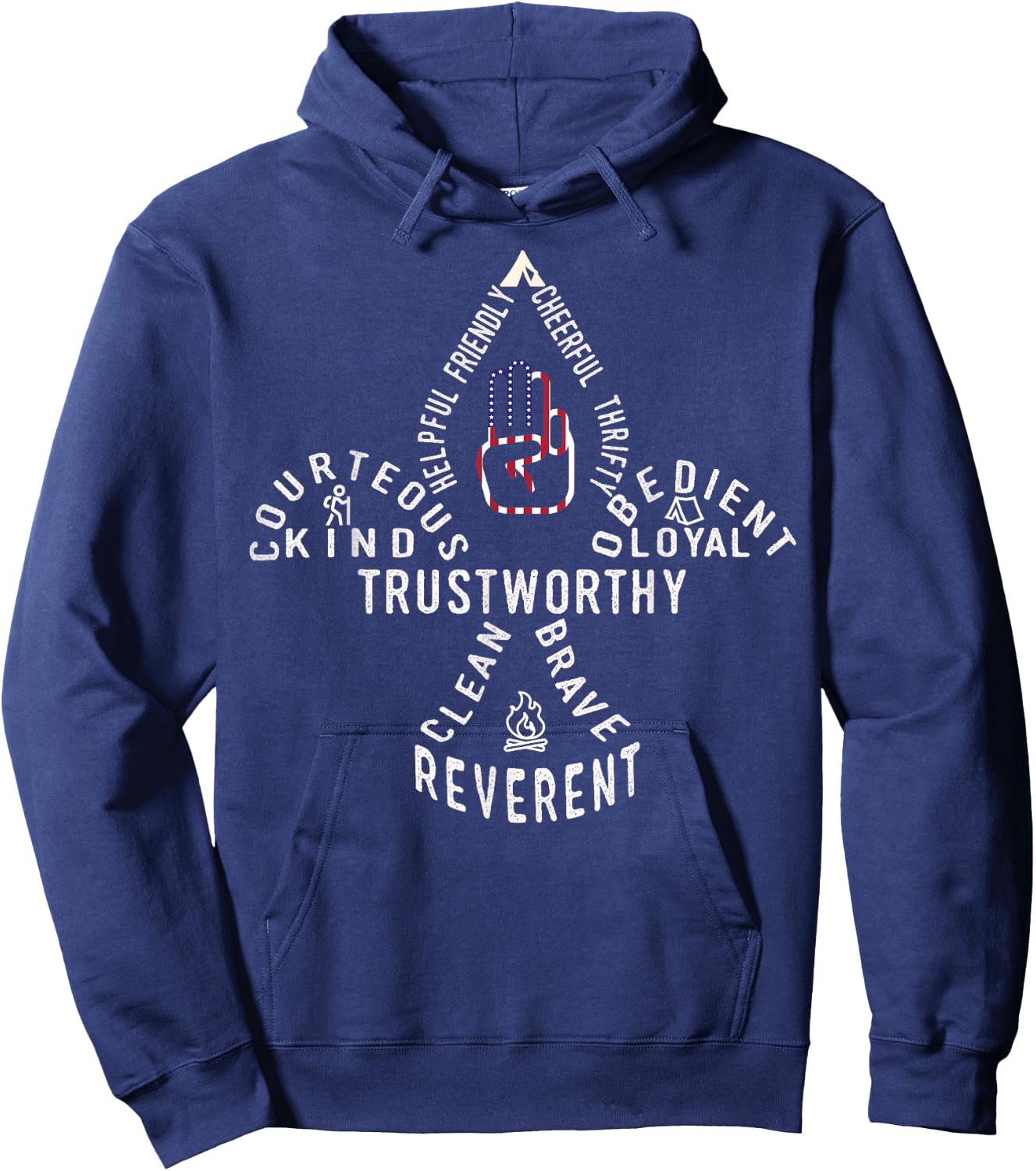 USA Scouting | American Flag Scouting Law Hoodie - Hoodie | Navy