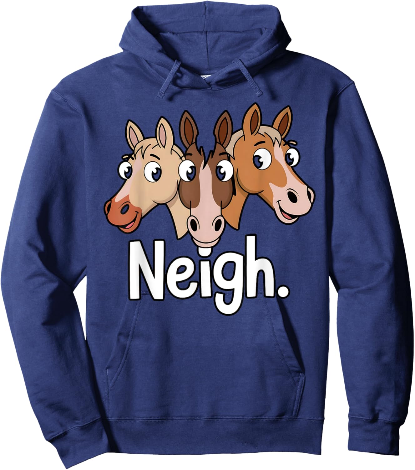 Neigh Funny Horse Lovers Cartoon Design Hoodie - Hoodie | Navy