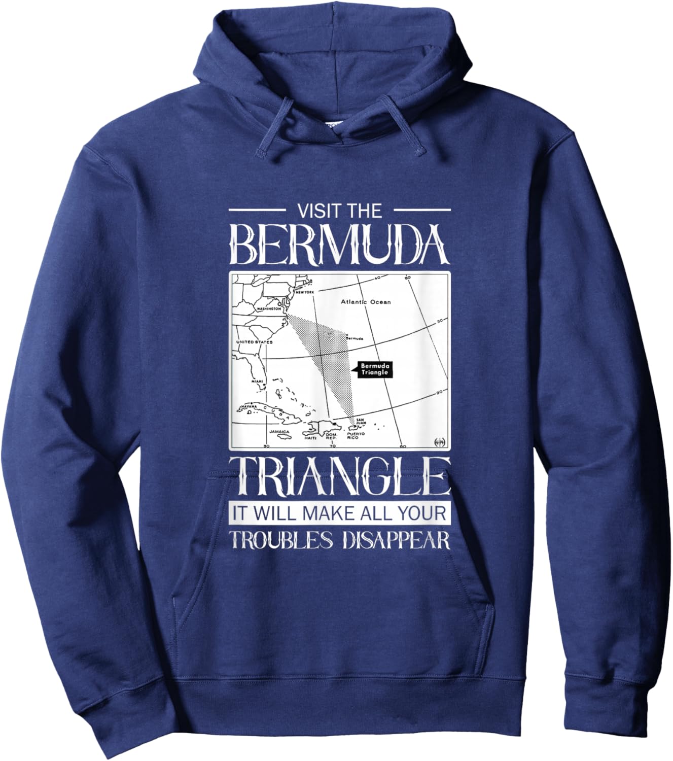 Visit The Bermuda Triangle Water Ocean Triangle Hoodie - Hoodie | Navy