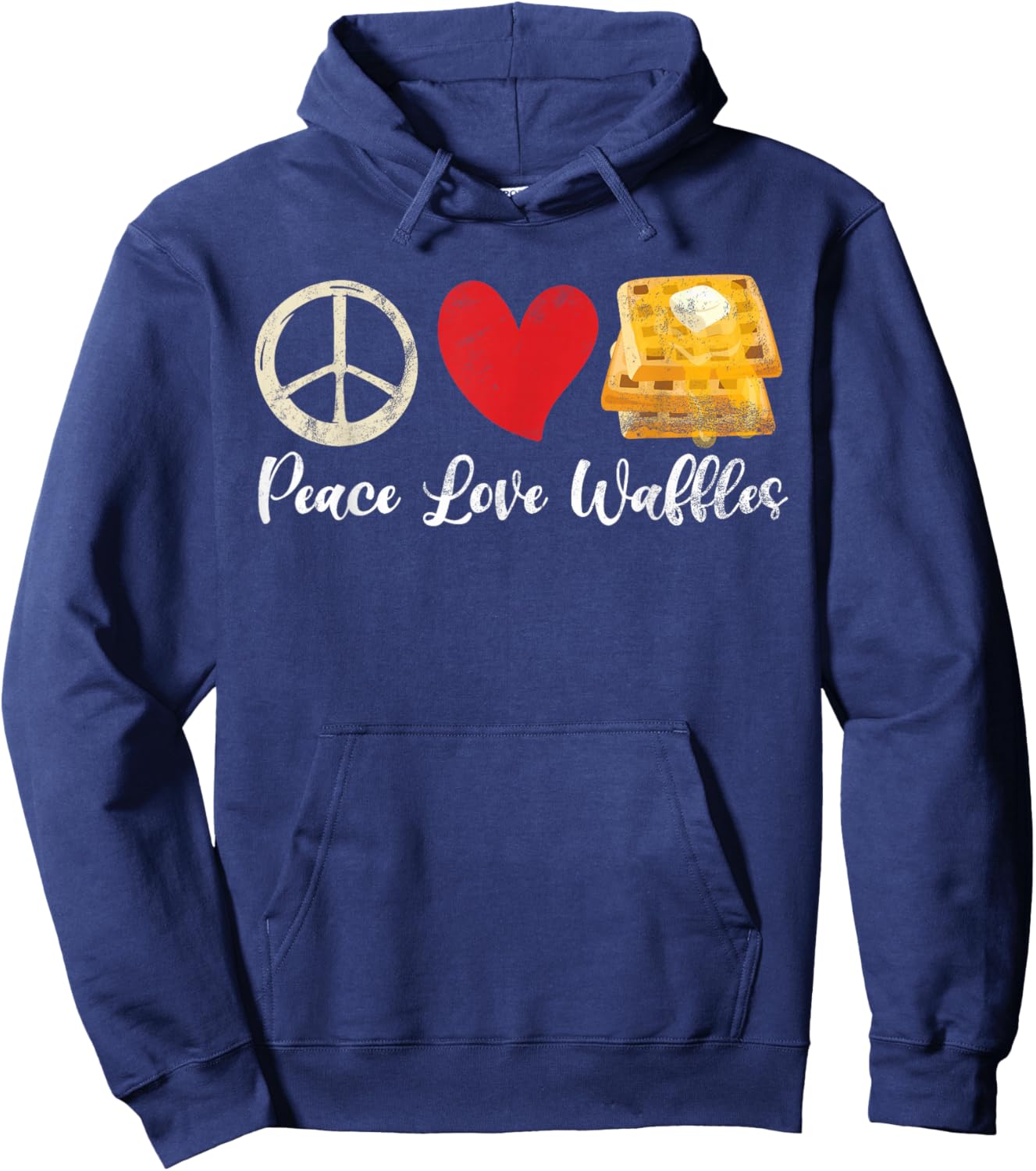 Peace Love Waffles Hoodie - Hoodie | Navy