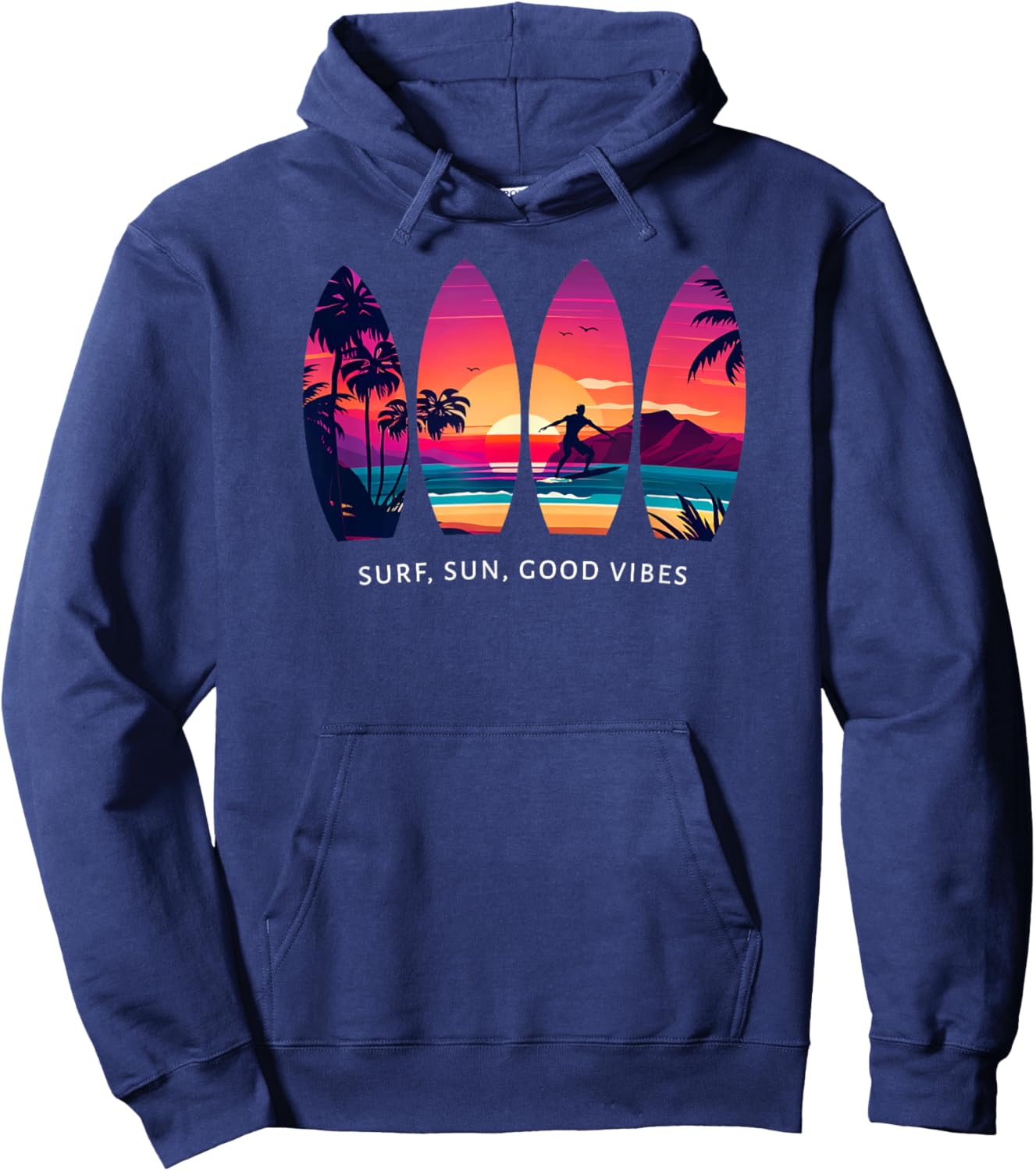 Surfing Surf Board Beach Surfer Gift Vintage Hoodie - Hoodie | Navy