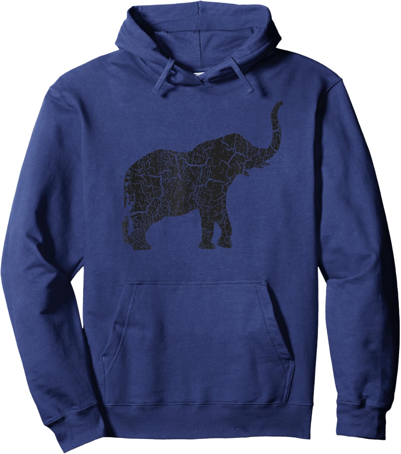 Elephant Distressed Print - Vintage Elephant Hoodie - Hoodie | Navy