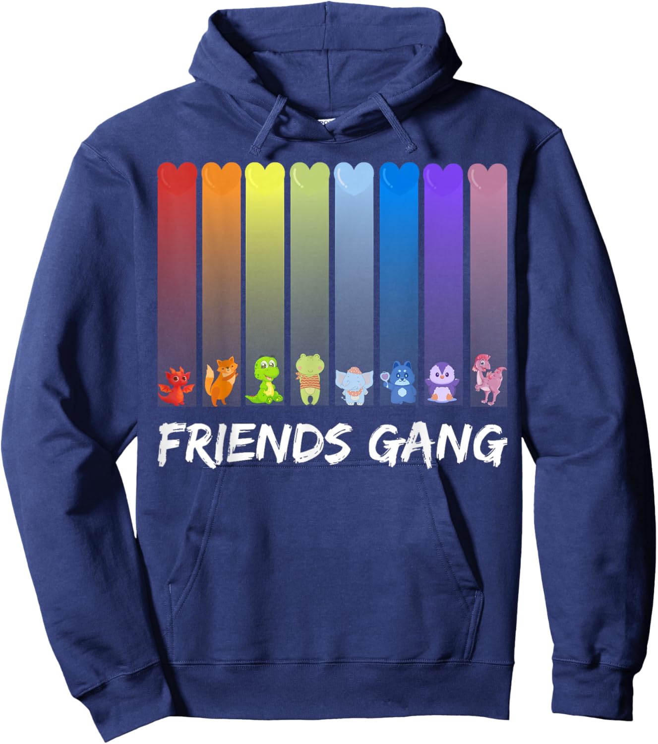 Rainbow Colored, Friends Gang Hoodie - Hoodie | Navy
