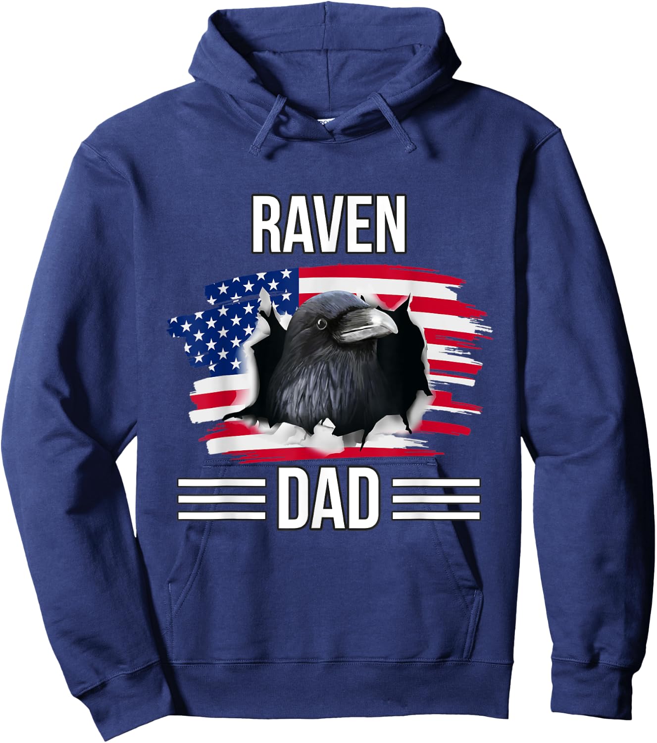 Bird US Flag 4th Of July Father's Day Raven Dad Hoodie - Hoodie | Navy