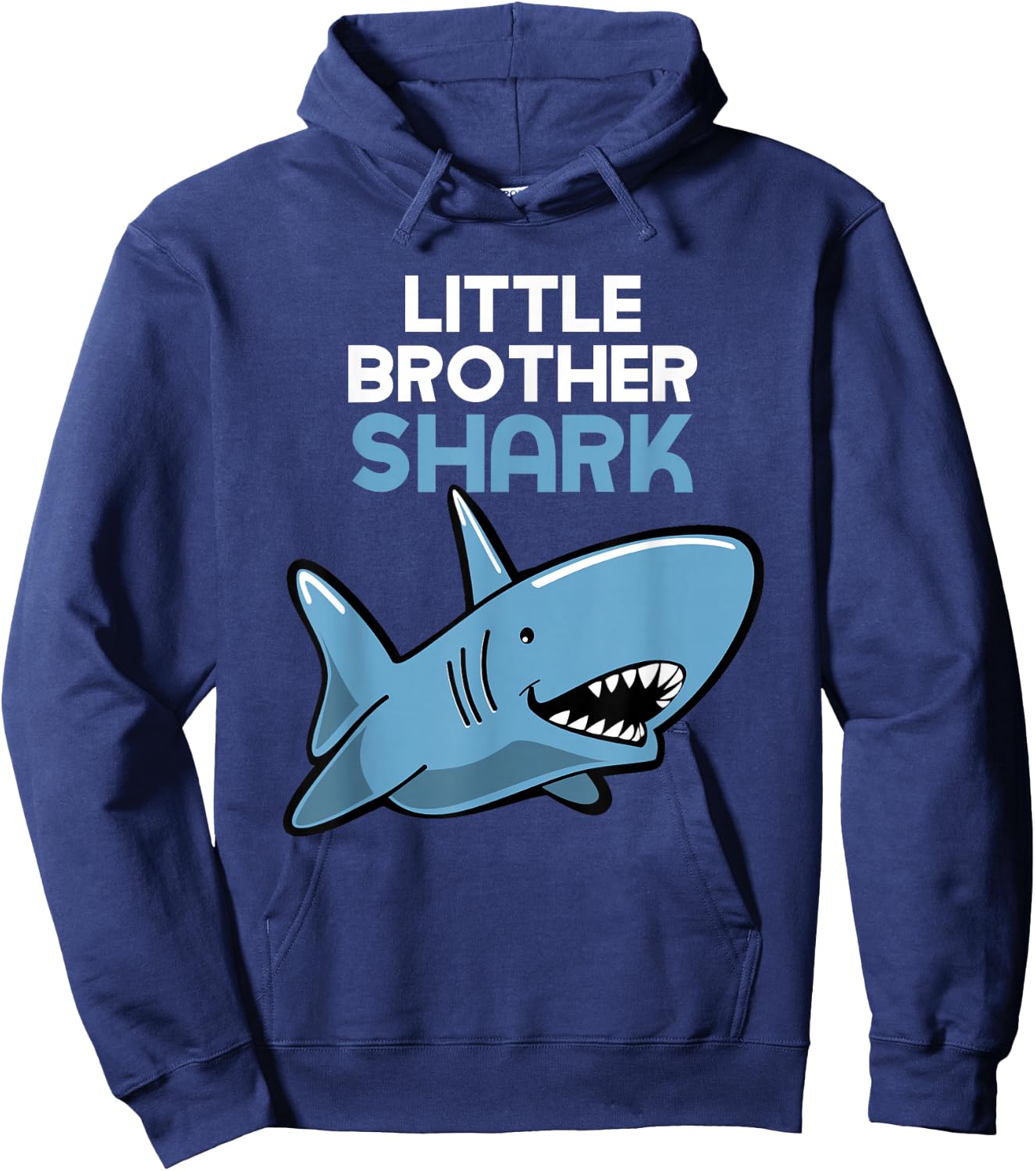 Little Brother Shark Funny Family Gift Hoodie - Hoodie | Navy