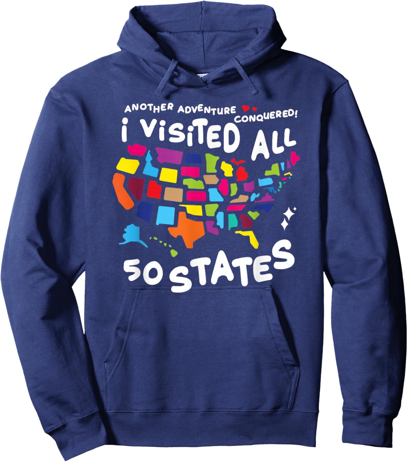 I Visited All 50 States US Map Travel Challenge Hoodie - Hoodie | Navy