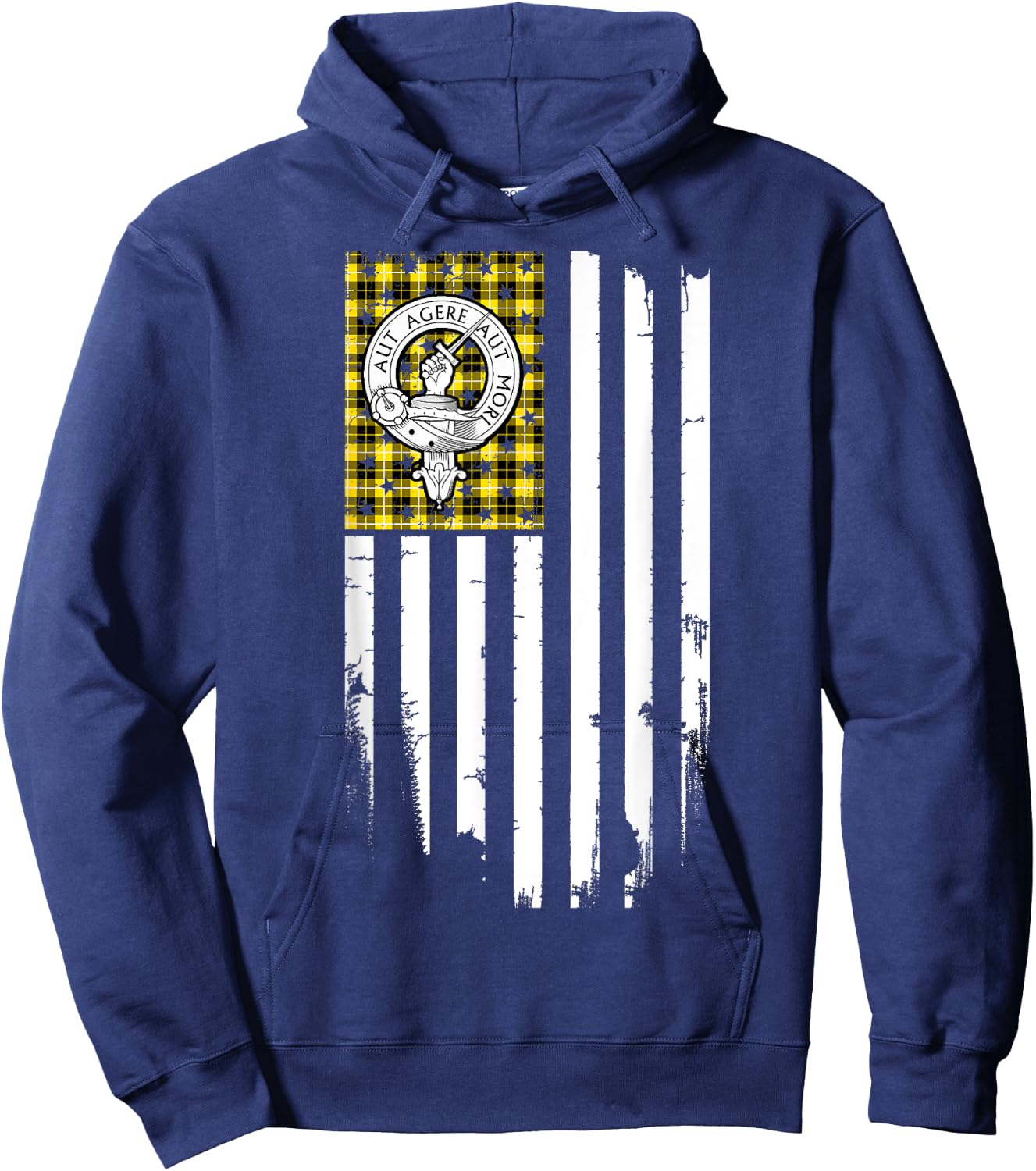 Scottish American Barclay Clan & Stripes Flag Hoodie - Hoodie | Navy