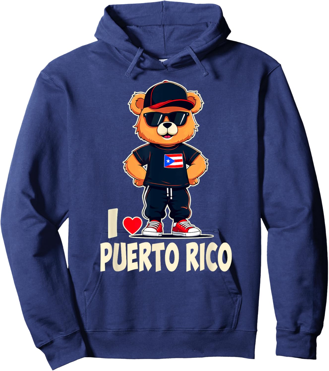 Puerto Rican Flag Teddy Bear I Love Puerto Rico Hoodie - Hoodie | Navy