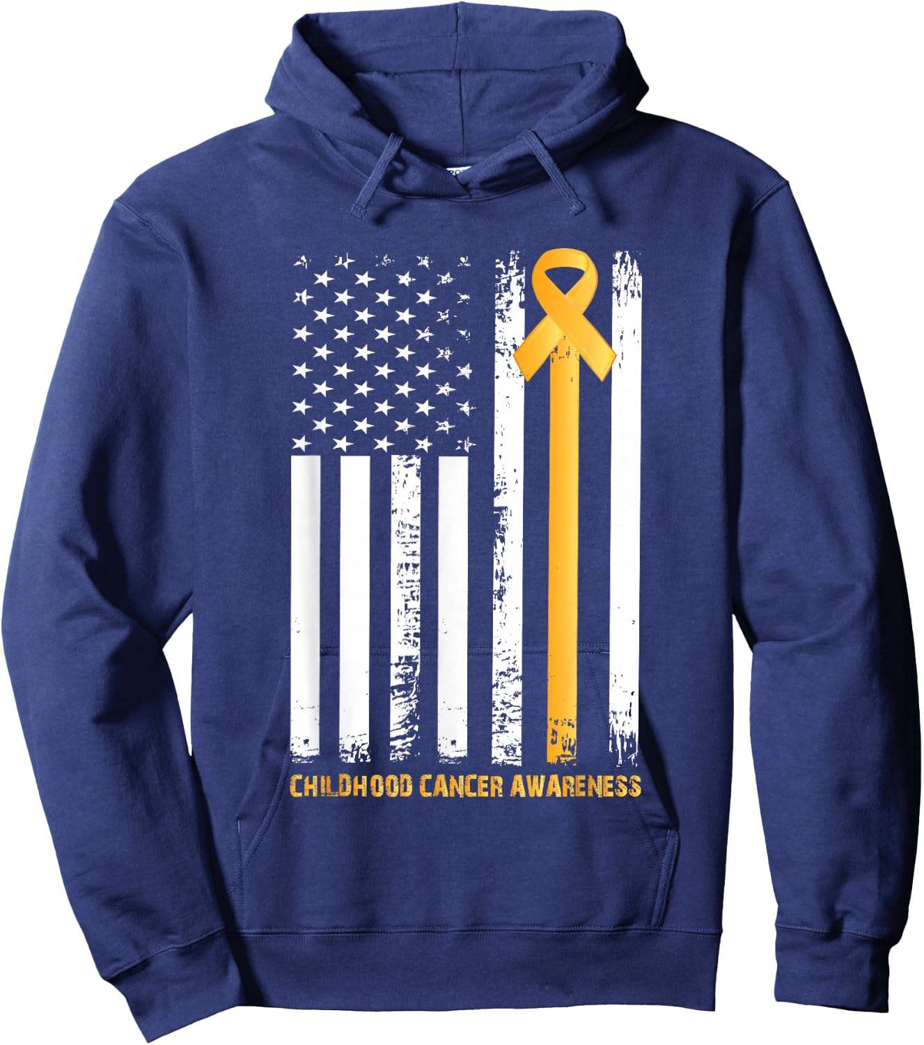 ribbon in a flag, Childhood cancer awareness Hoodie - Hoodie | Navy