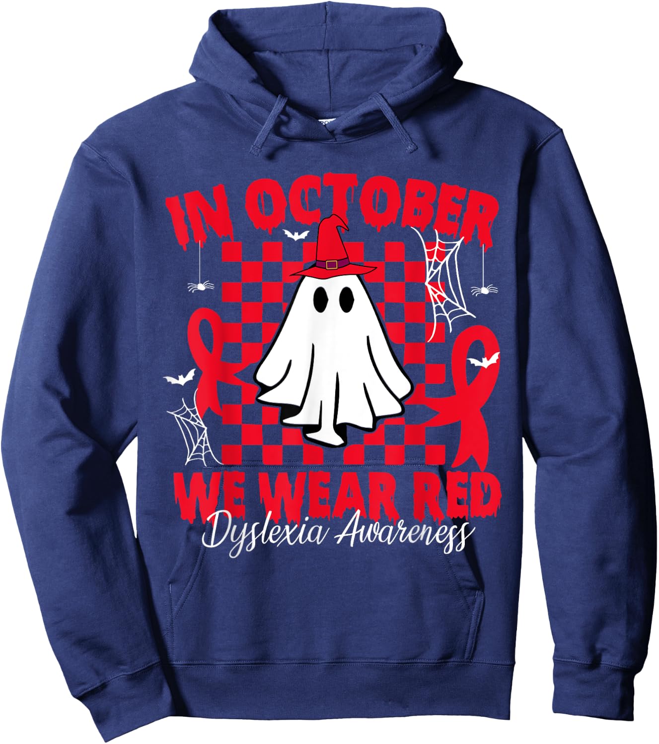 I Wear Red Dyslexia Awareness Month Dyslexia Hoodie - Hoodie | Navy