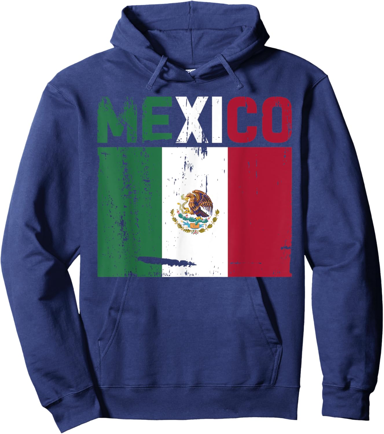 Mexico Vintage Mexican Flag Pride Hat Jersey Hoodie - Hoodie | Navy