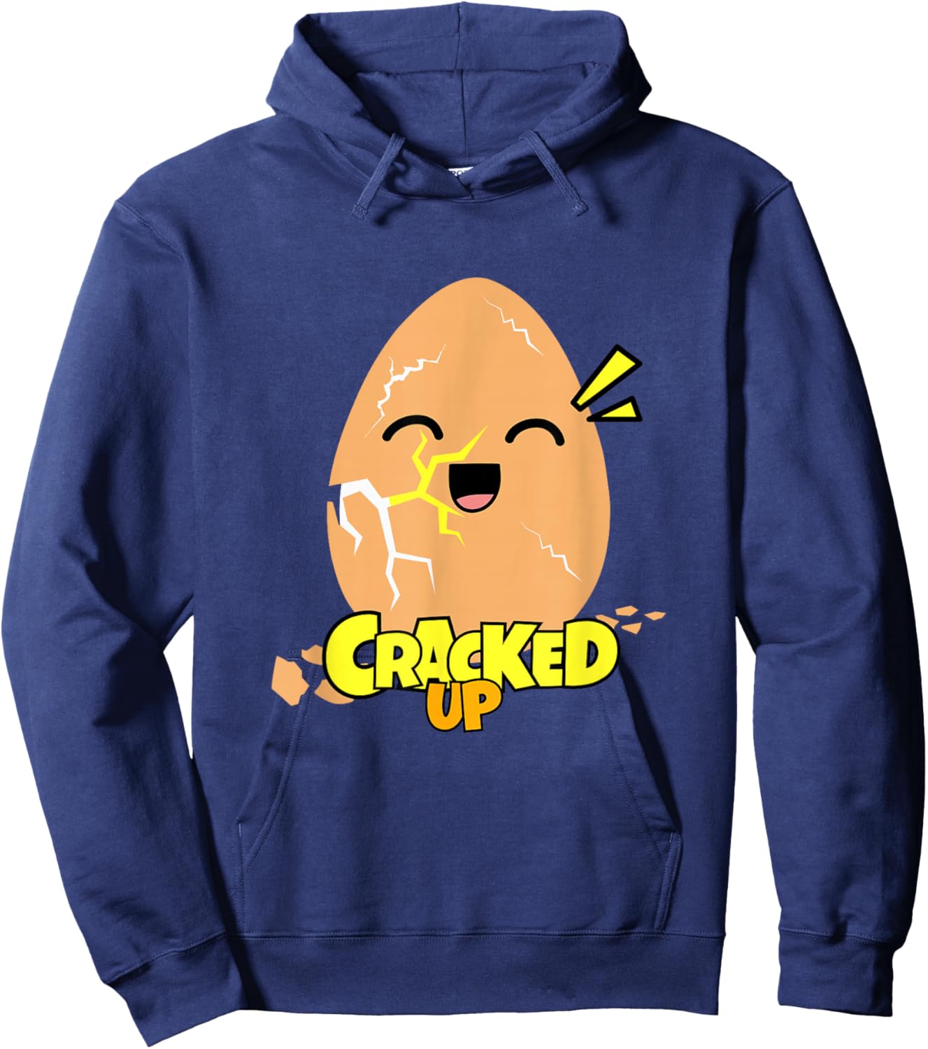 Cracked Up Laughing Egg Hilarious Humor Funny Hoodie - Hoodie | Navy