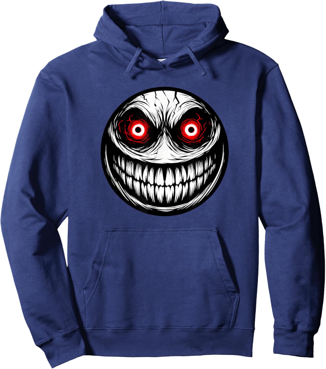 Evil Smile Face Creepy Red Eyes Hoodie - Hoodie | Navy