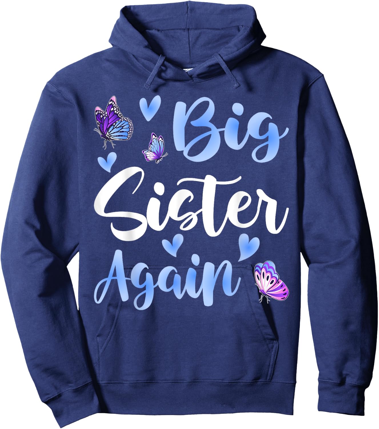Big Sister Again Older Daughter Sibling Hoodie - Hoodie | Navy