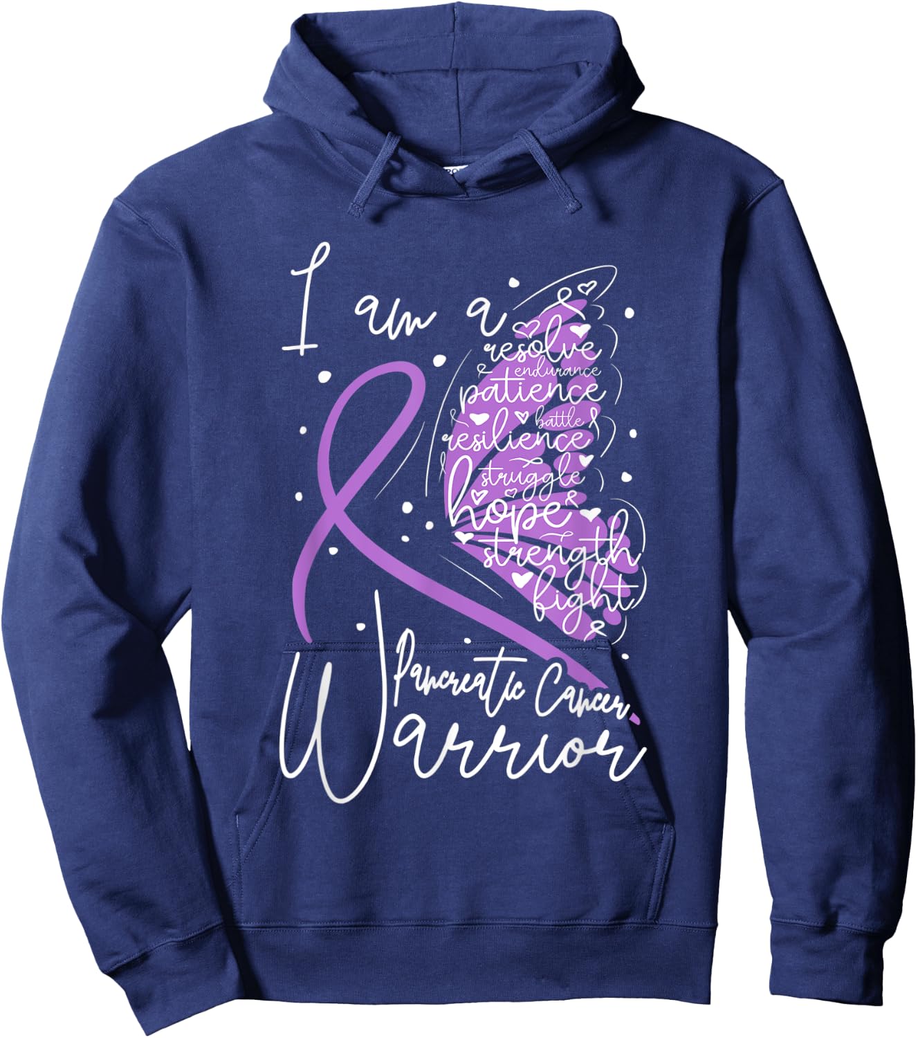 Butterfly Pancreatic Cancer Awareness Hoodie - Hoodie | Navy