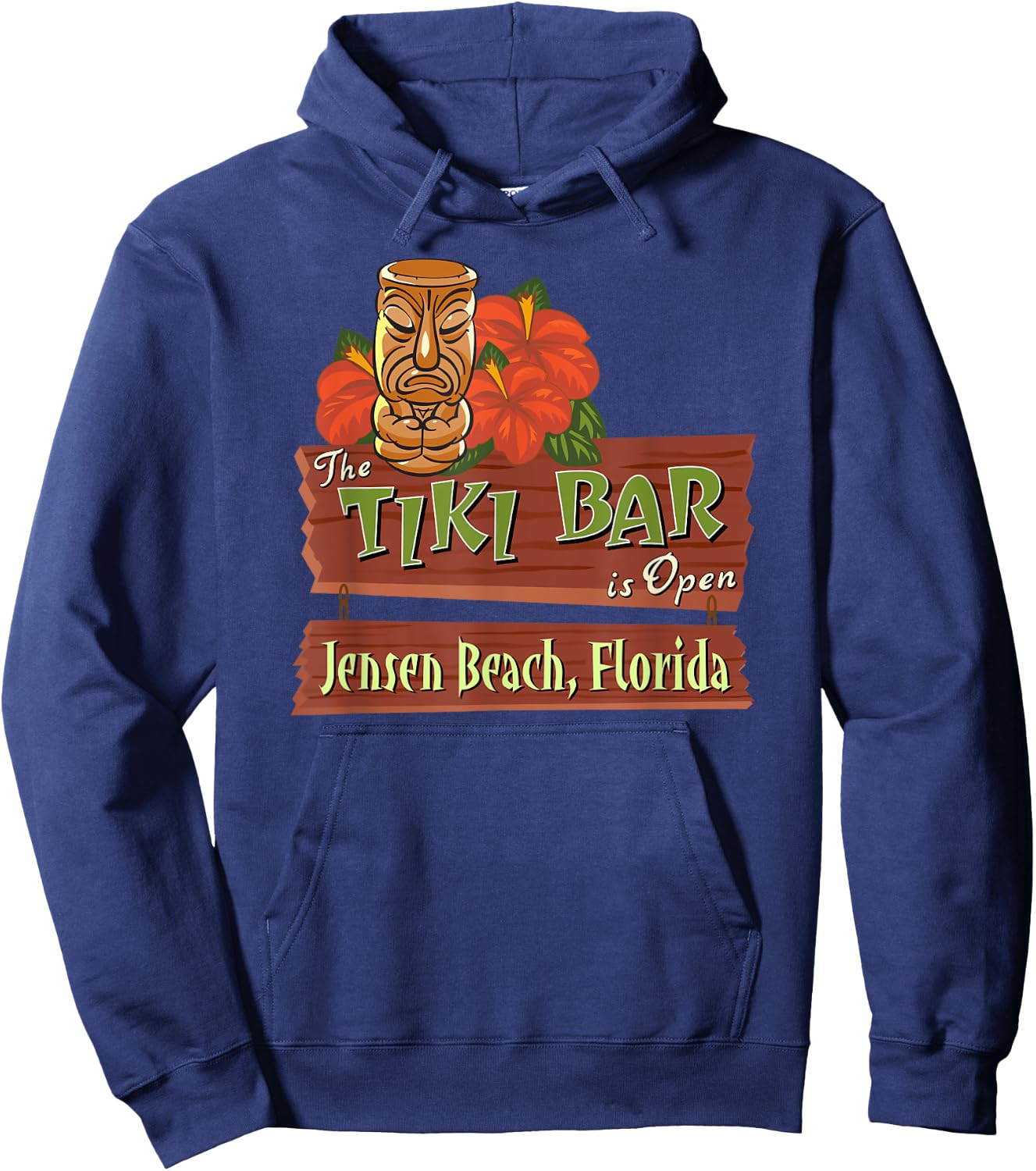Jensen Beach Florida Tiki Bar Women Hoodie - Hoodie | Navy