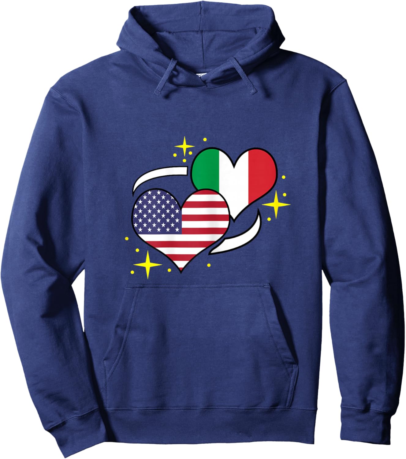 Italian American Flag Heart Italian Women Hoodie - Hoodie | Navy