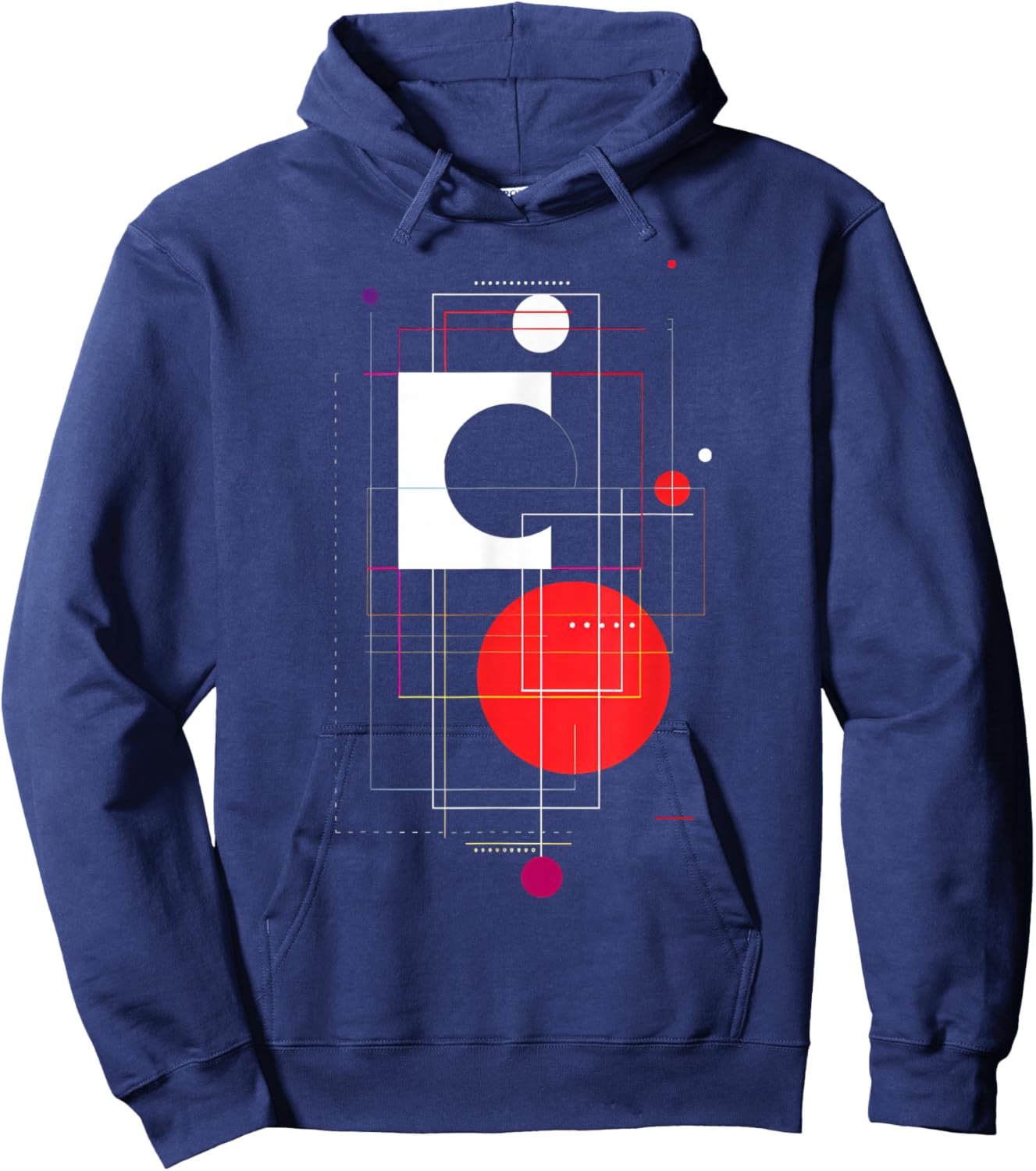 Geometric Black, White, and Red Abstract Hoodie - Hoodie | Navy