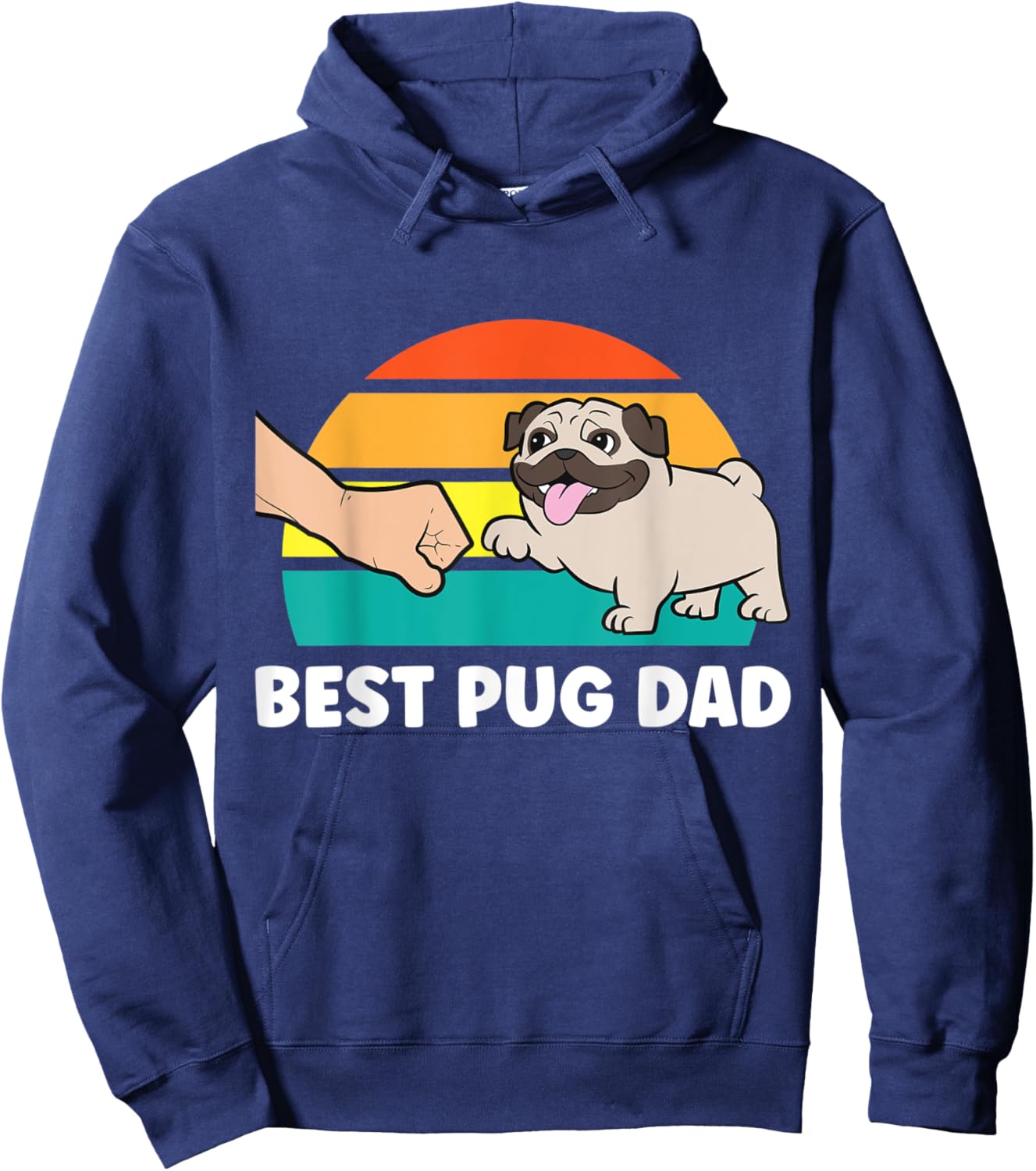 Pug Dog Owner Dad Best Pug Dad Women Kids Hoodie - Hoodie | Navy