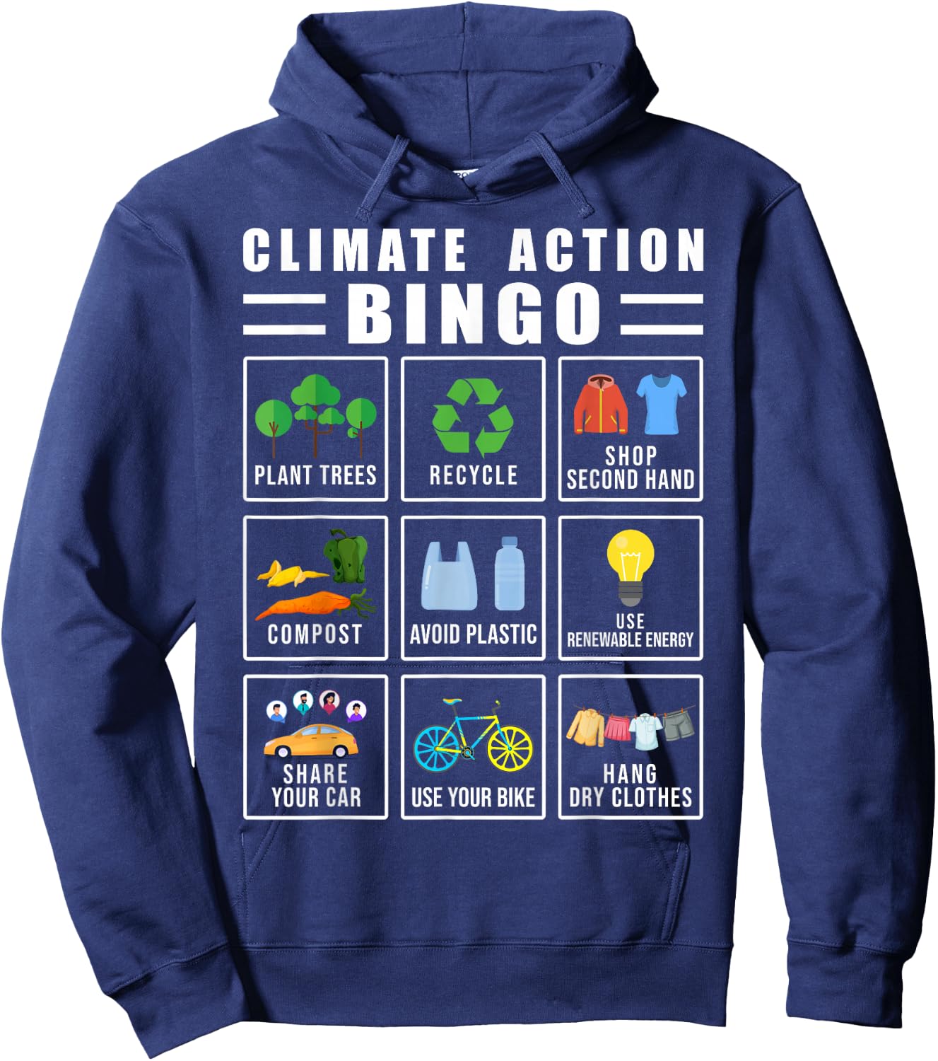 Climate Action Bingo Earth Day Climate Change Hoodie - Hoodie | Navy