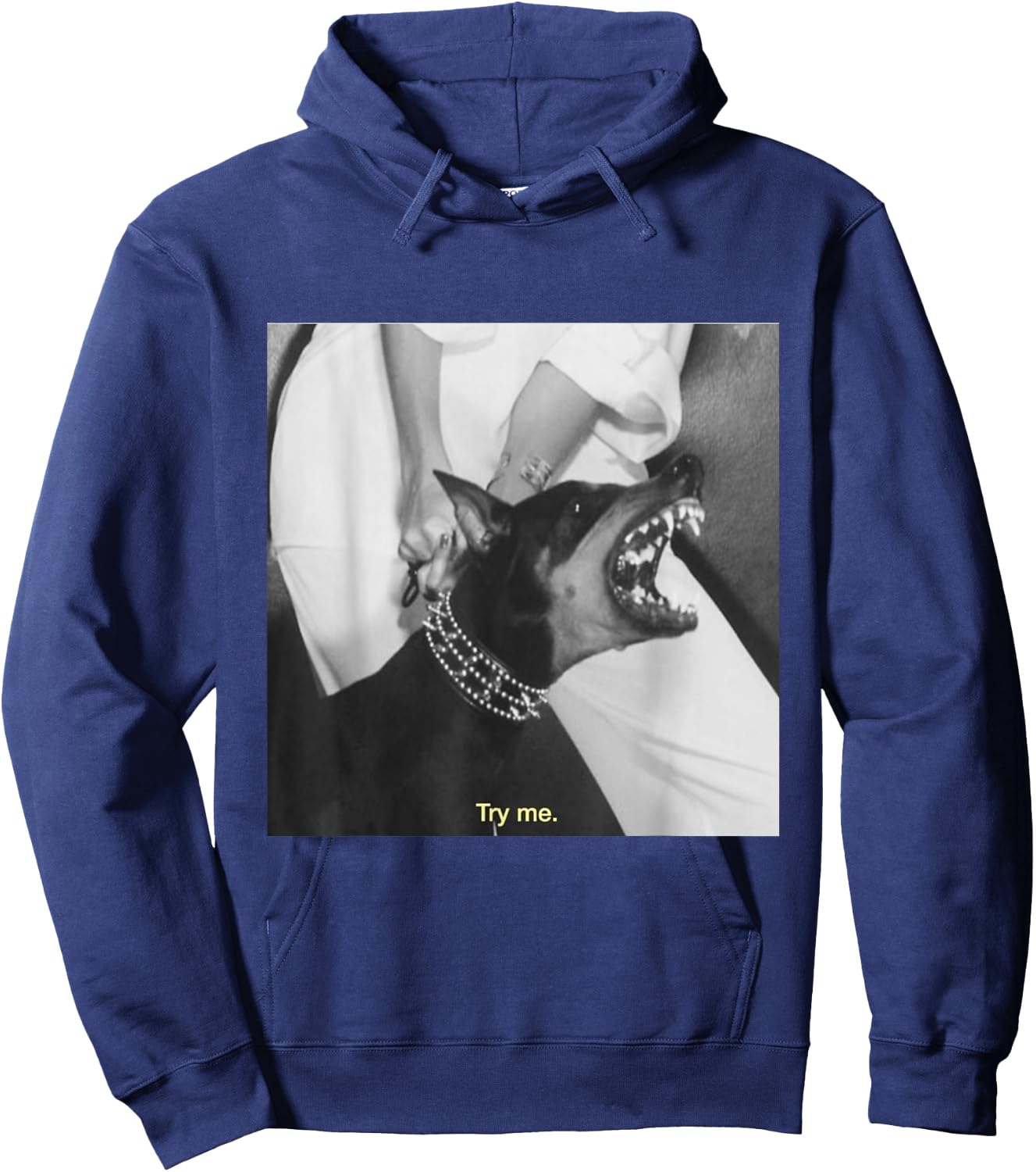 Angry Doberman Try Me Hoodie - Hoodie | Navy