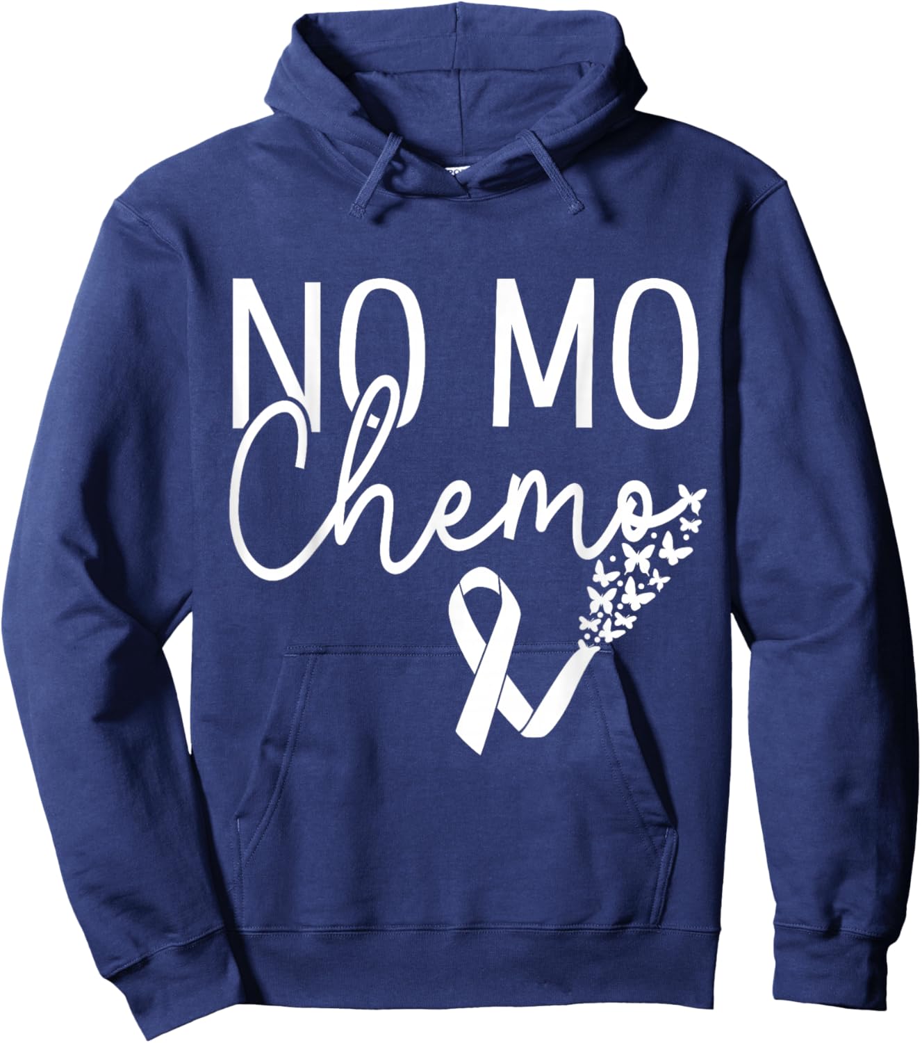 No mo chemo Ribbon Butterflies Hoodie - Hoodie | Navy